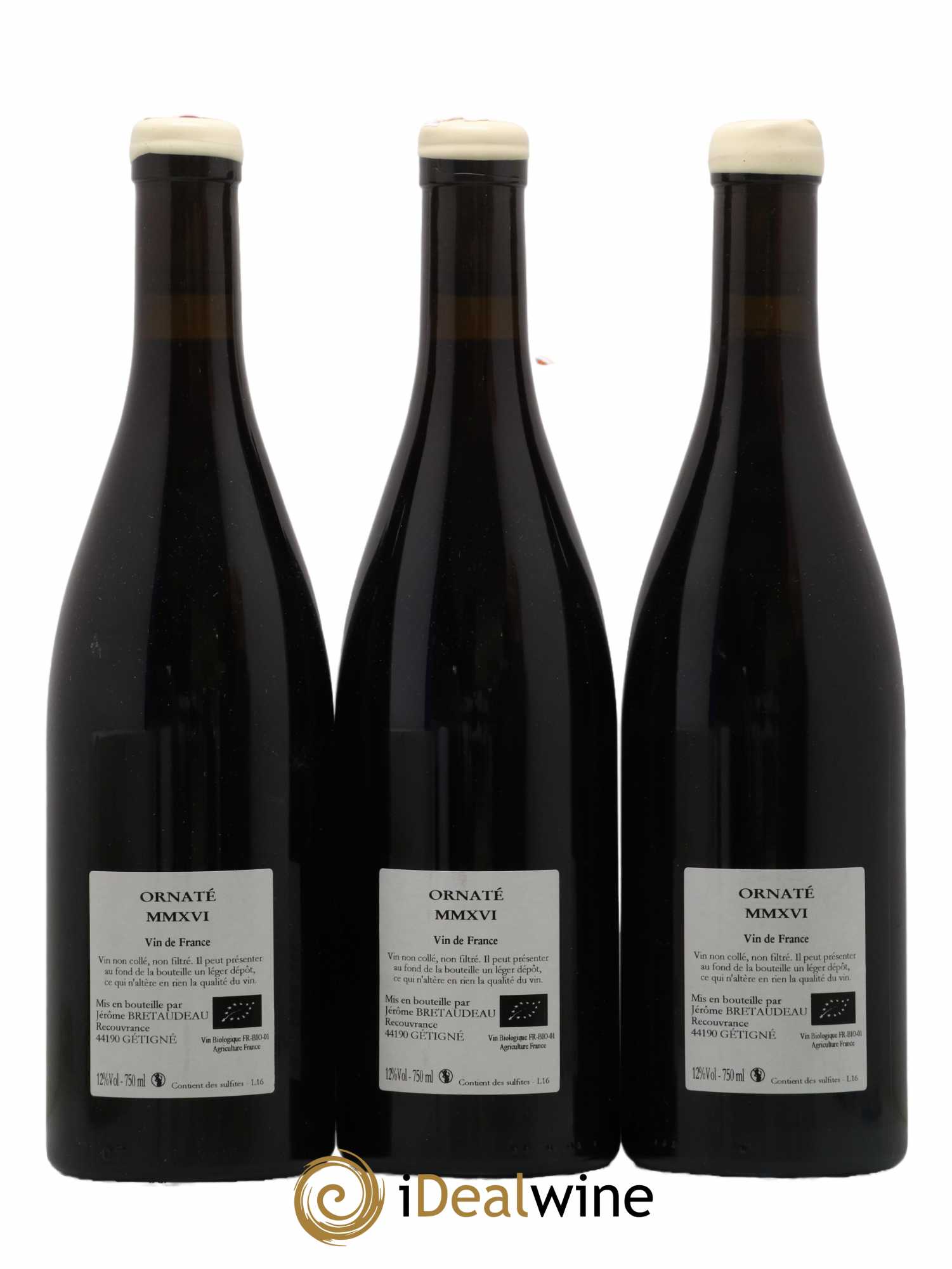 Vin de France Merlot Ornaté Jérôme Bretaudeau - Domaine de Bellevue 2016 - Lot de 3 bouteilles - 1