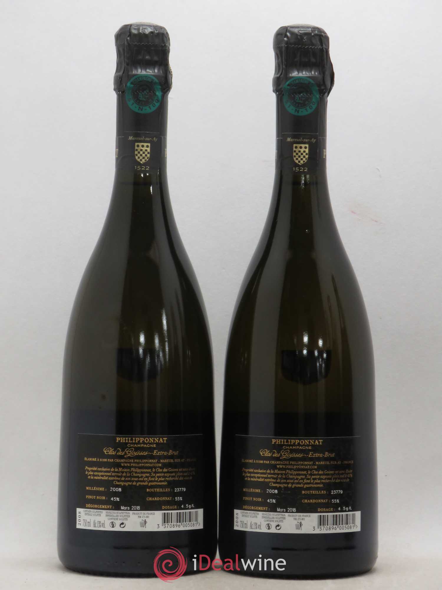 Clos des Goisses Philipponnat Extra Brut 2008 - Lot de 2 bouteilles - 1