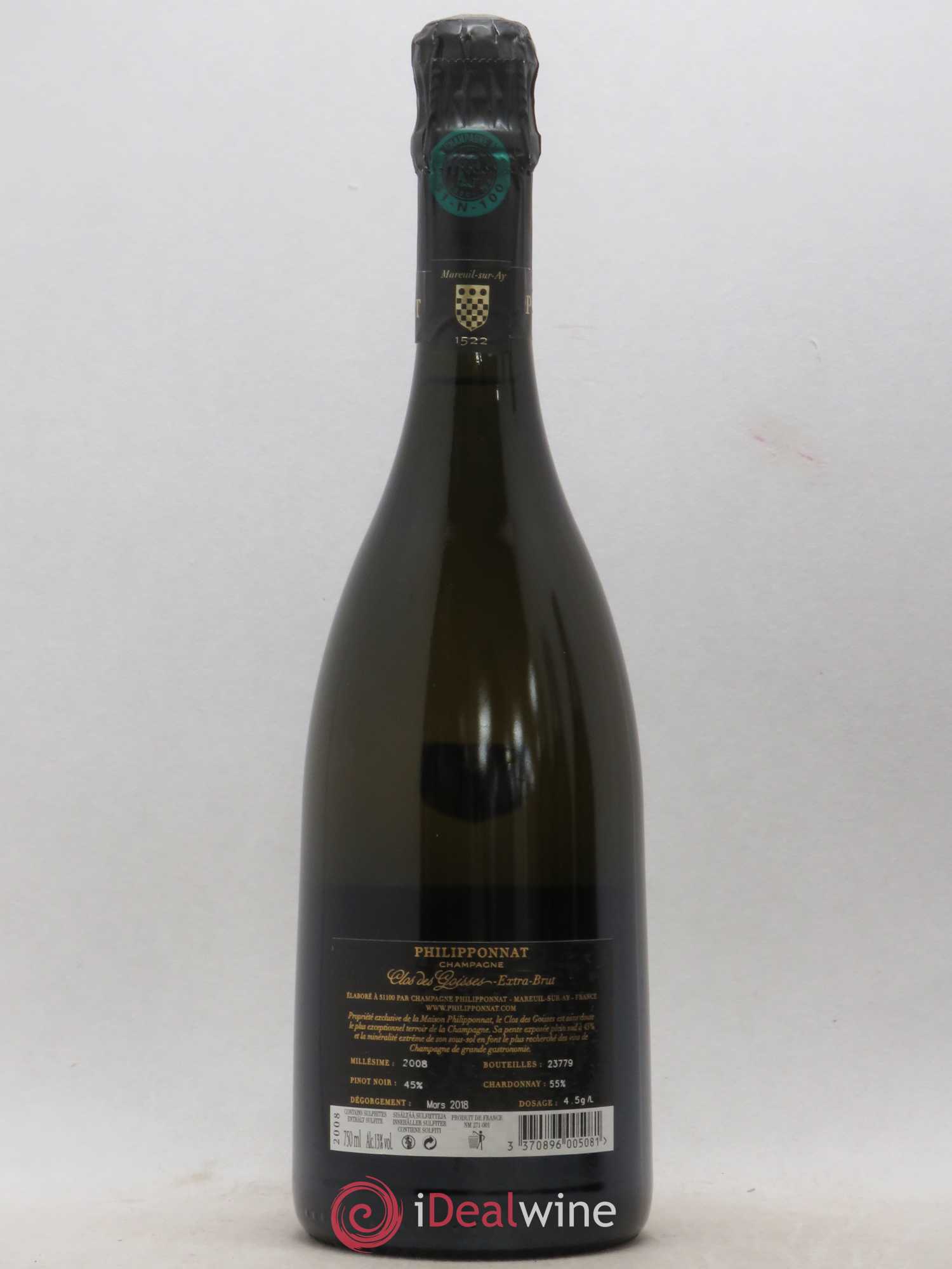 Clos des Goisses Philipponnat Extra Brut 2008 - Lot de 1 bouteille - 1
