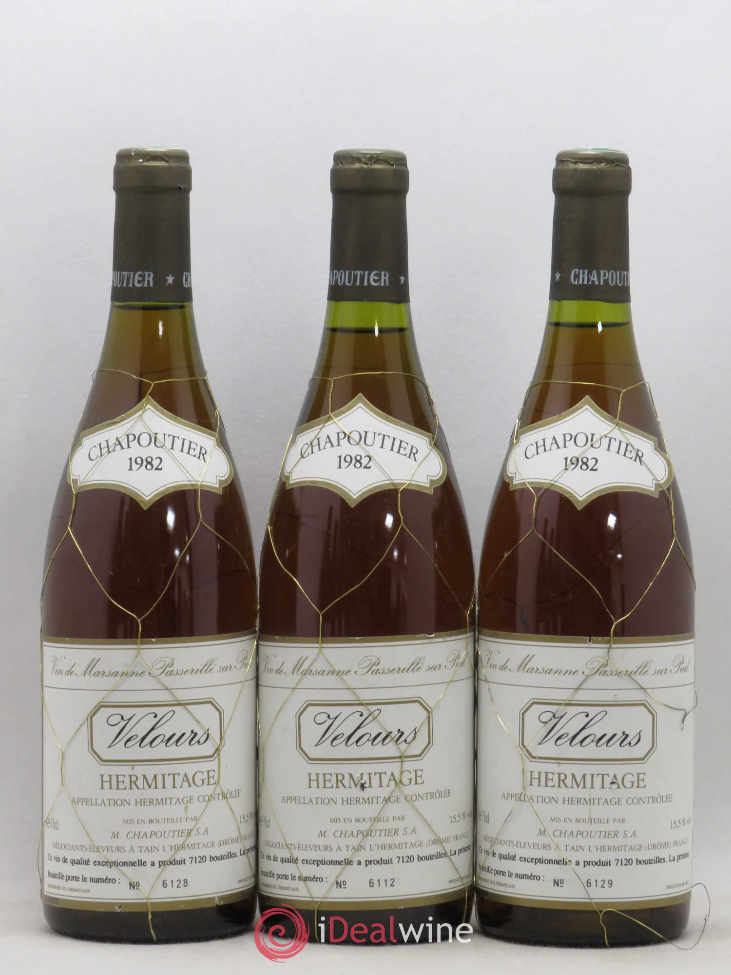 Hermitage Velours Chapoutier 1982 - Posten von 3 Flaschen - 0