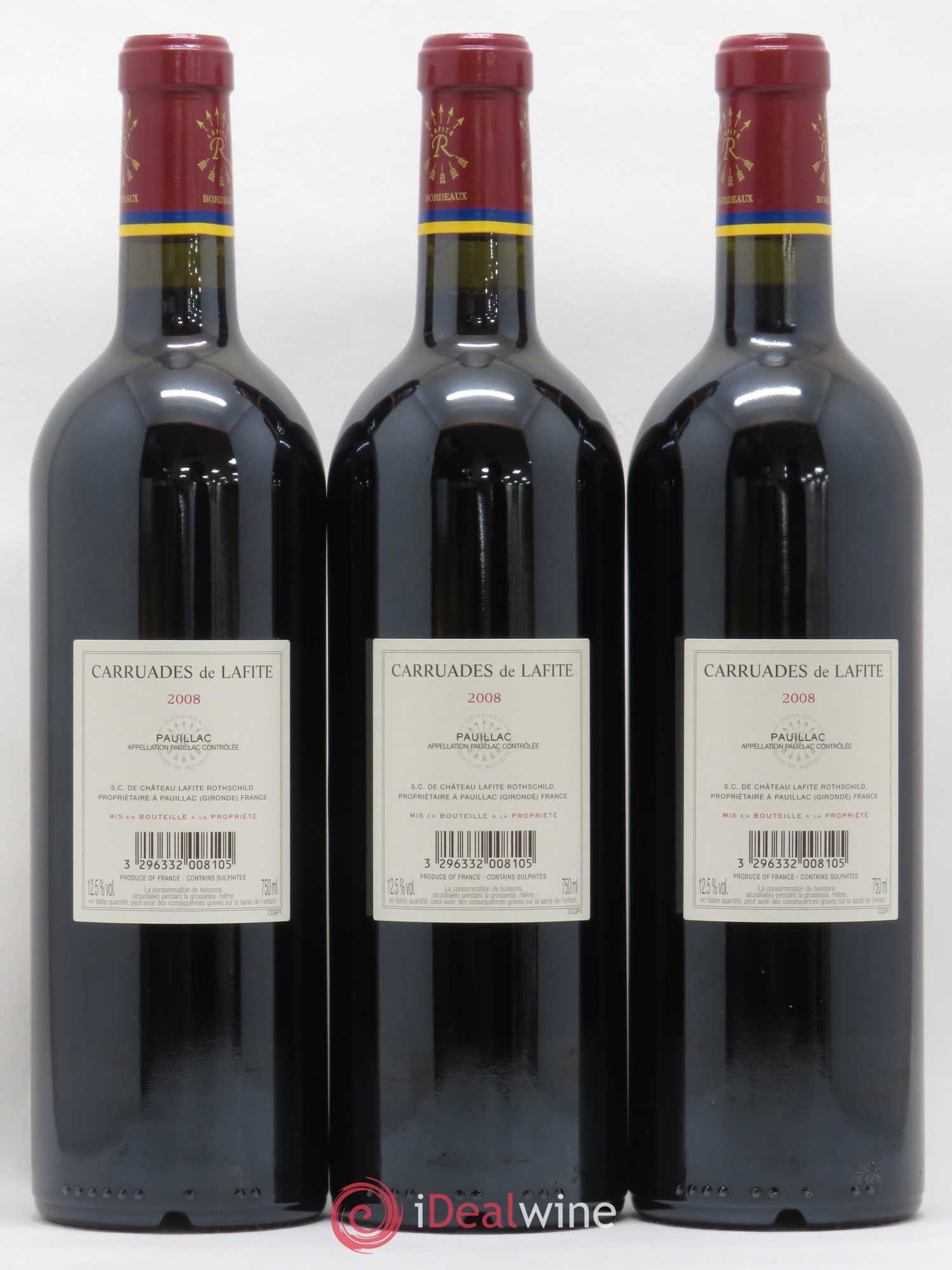 Carruades de Lafite Rothschild Second Vin 2008 - Lot de 3 bouteilles - 1