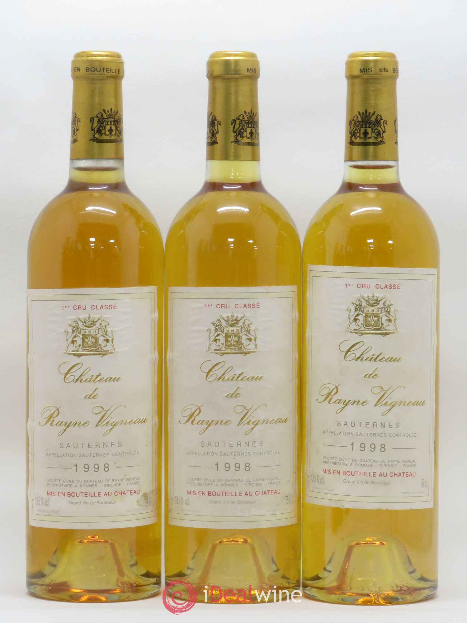 Château de Rayne Vigneau 1er Grand Cru Classé 1998 - Lotto di 3 bottiglie - 0