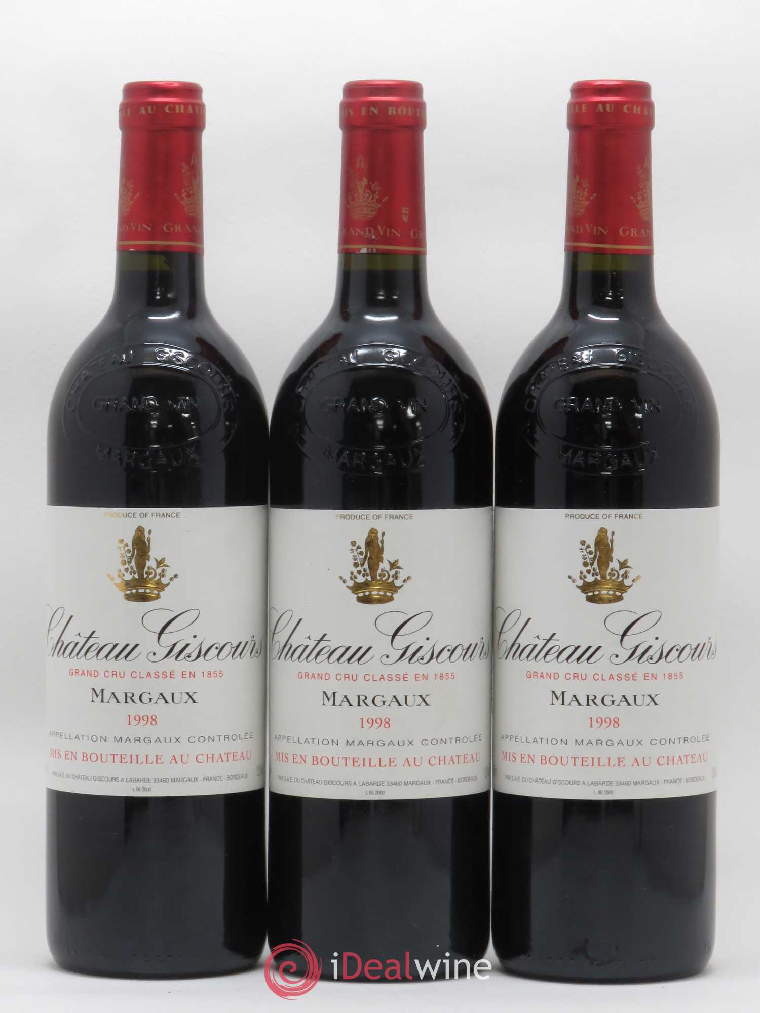 Château Giscours 3ème Grand Cru Classé 1998 - Lot de 3 bouteilles - 0
