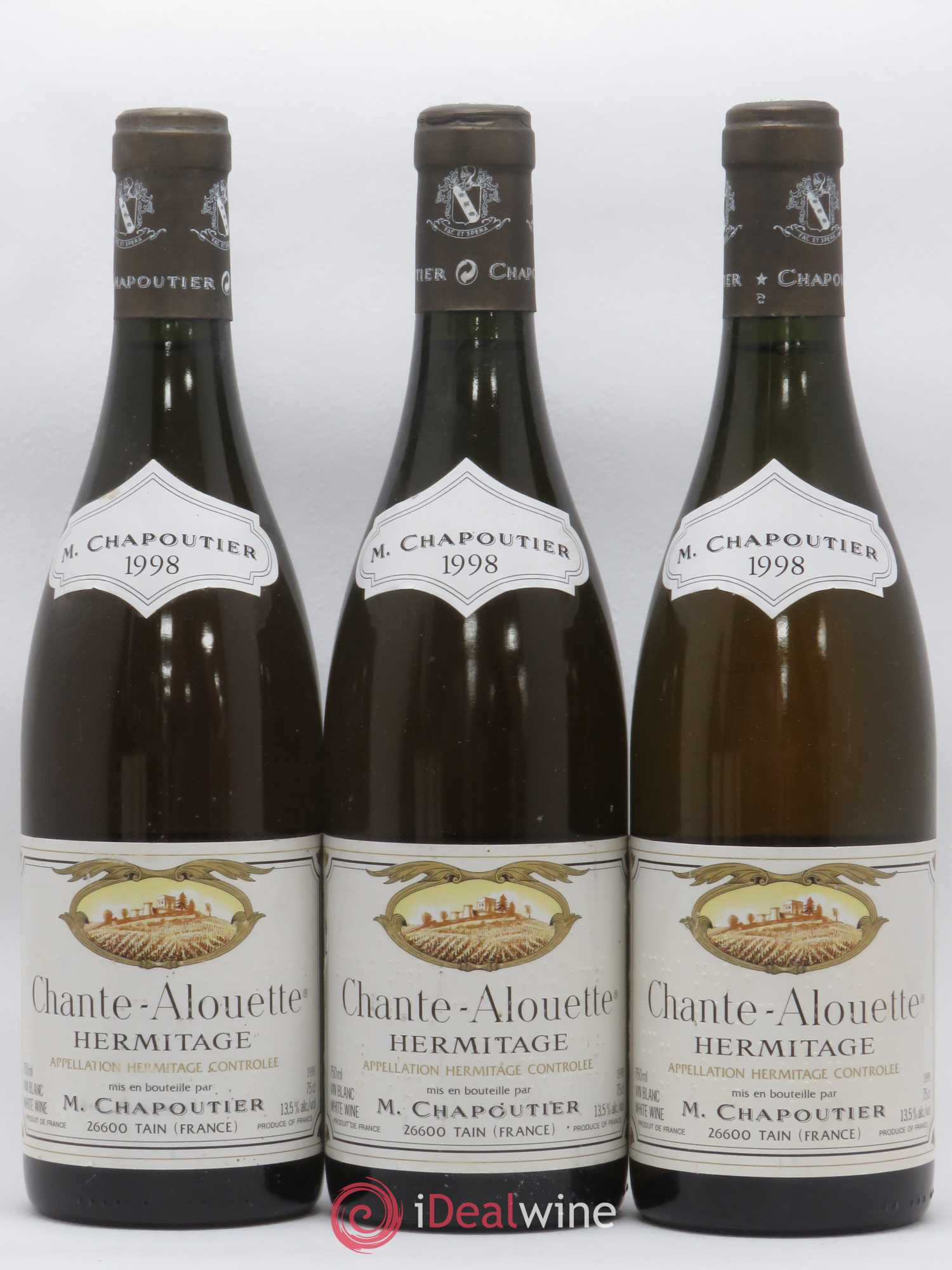 Hermitage Chante Alouette Chapoutier 1998 - Lot de 3 bouteilles - 0