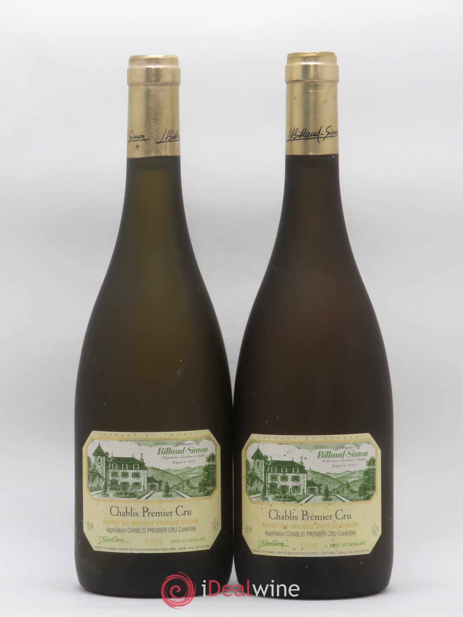 Chablis 1er Cru Mont de Milieu Billaud-Simon (Domaine) Vieille vigne 1998 - Posten von 2 Flaschen - 0