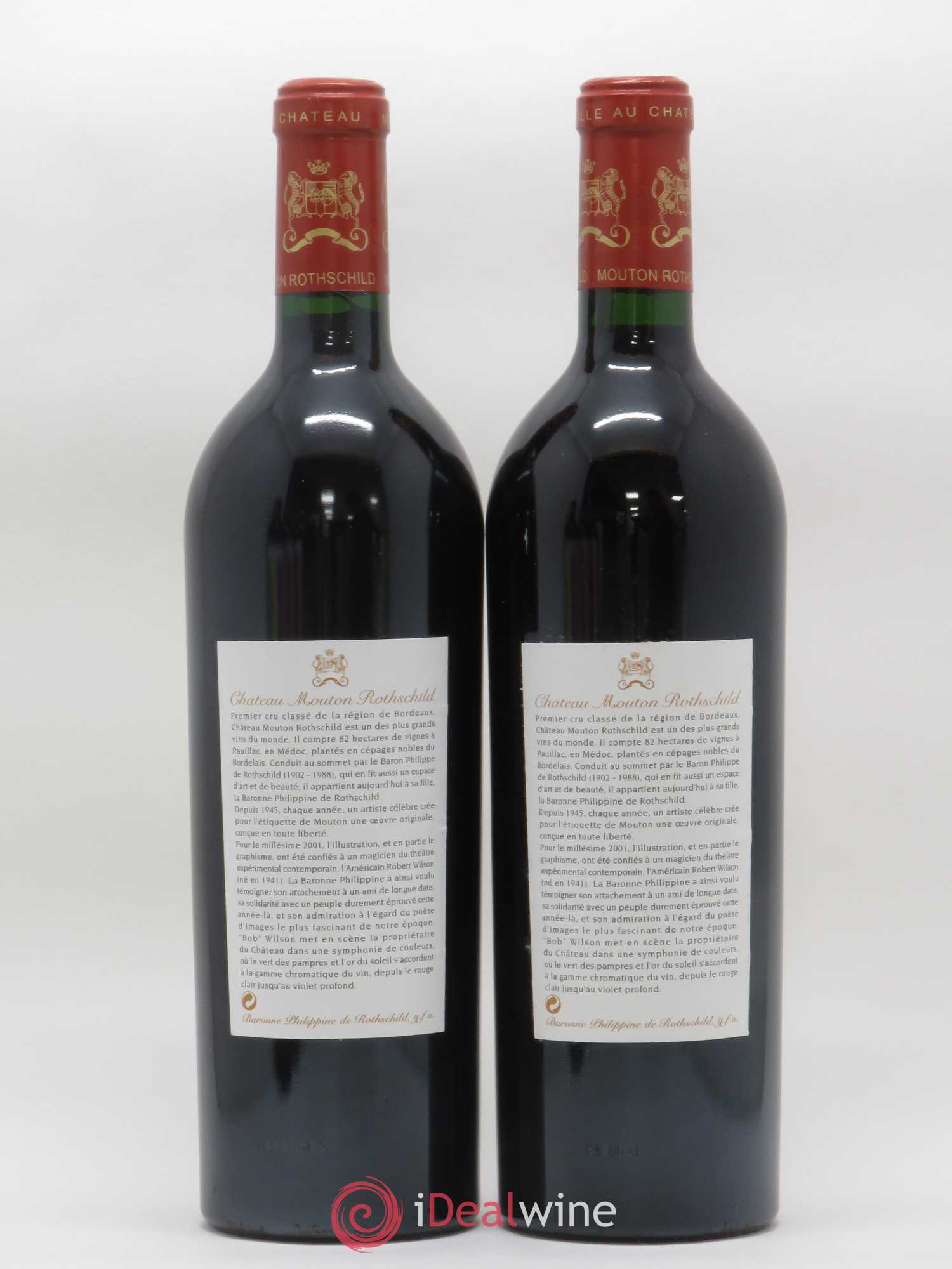 Château Mouton Rothschild 1er Grand Cru Classé 2001 - Lot de 2 bouteilles - 1