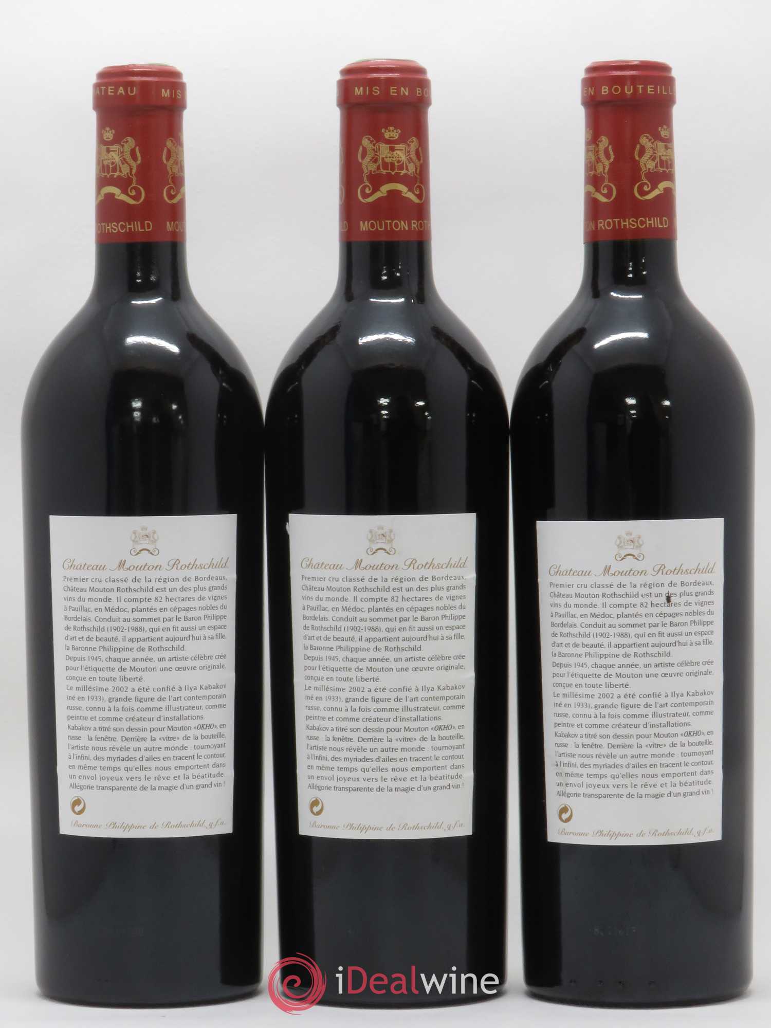 Château Mouton Rothschild 1er Grand Cru Classé 2002 - Lot de 3 bouteilles - 1