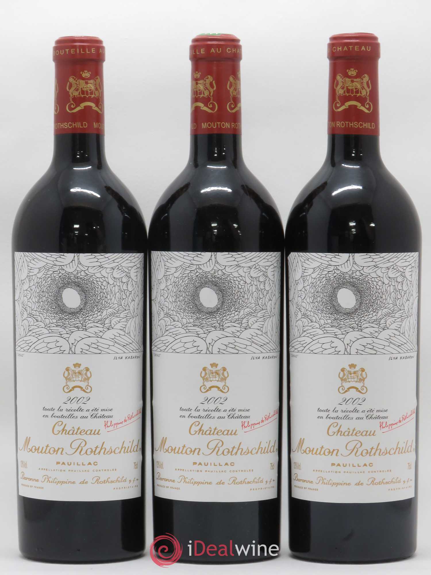 Château Mouton Rothschild 1er Grand Cru Classé 2002 - Lot de 3 bouteilles - 0