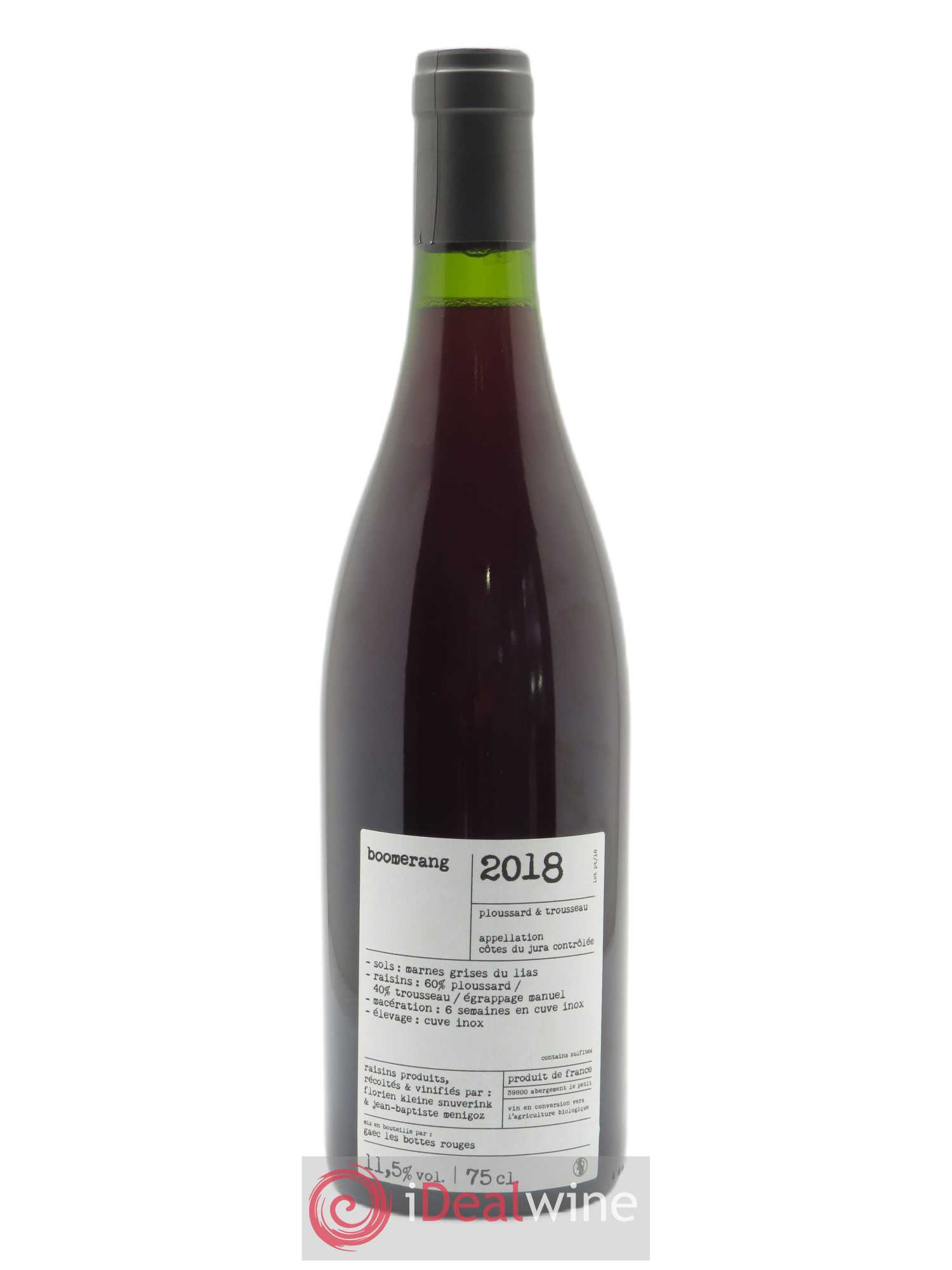 Côtes du Jura Boomerang Trousseau Les Bottes Rouges 2018 - Lot de 1 bouteille - 1