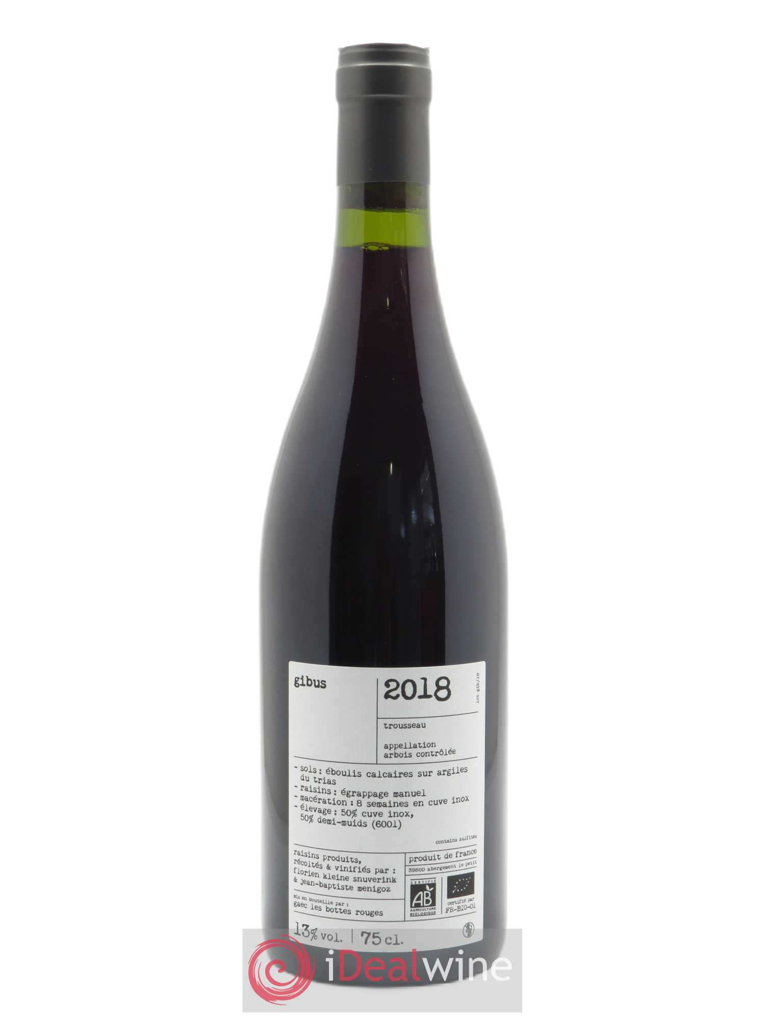 Arbois Gibus Trousseau Les Bottes Rouges 2018 - Lot de 1 bouteille - 1