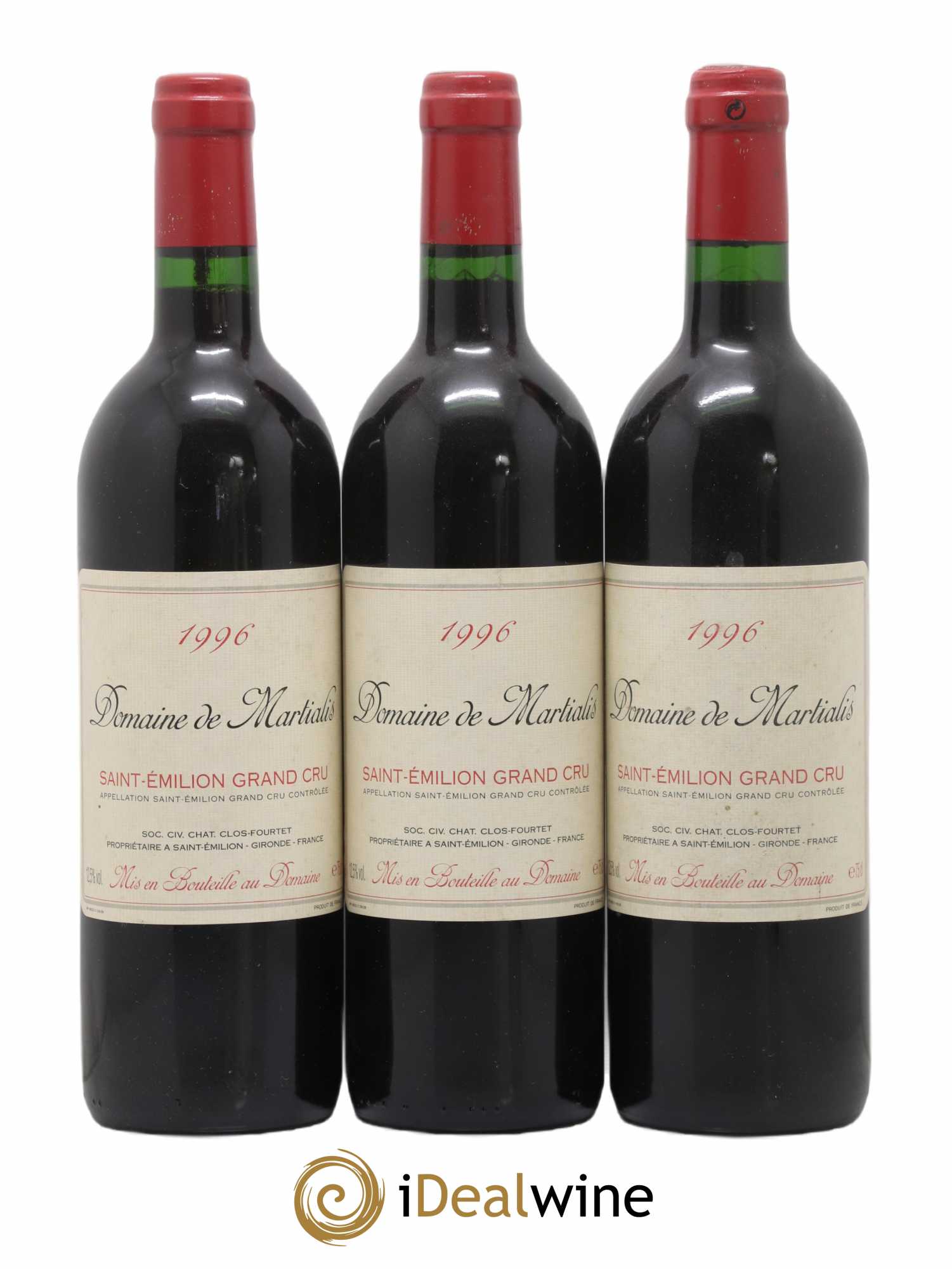 Saint-Émilion Grand Cru Domaine De Martialis 1996 - Posten von 3 Flaschen - 0