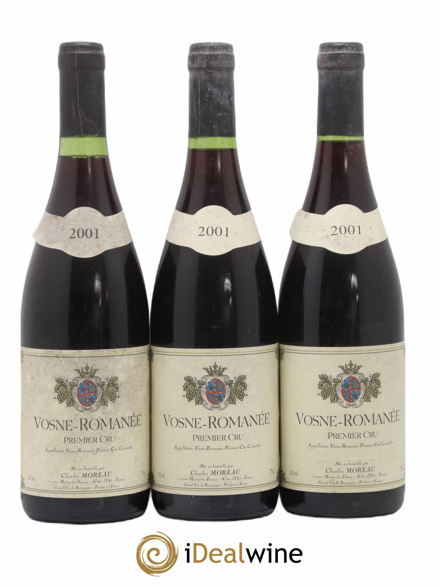 Vosne-Romanée 1er Cru Charles Moreau 2001 - Lot de 3 bouteilles - 0