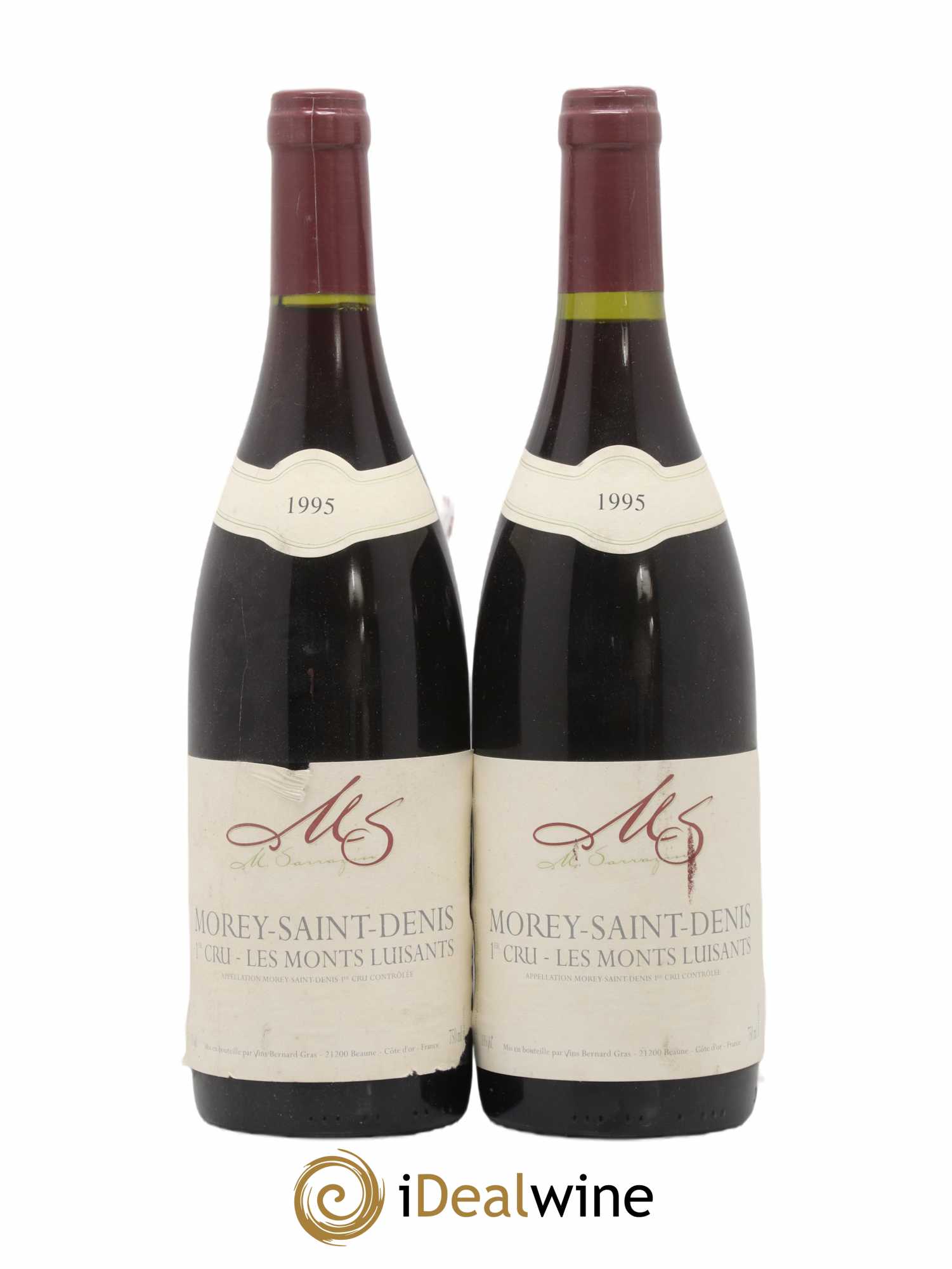 Morey-Saint-Denis 1er Cru Les Monts Luisants M.Sarrazin Bernard Gras 1995 - Posten von 2 Flaschen - 0