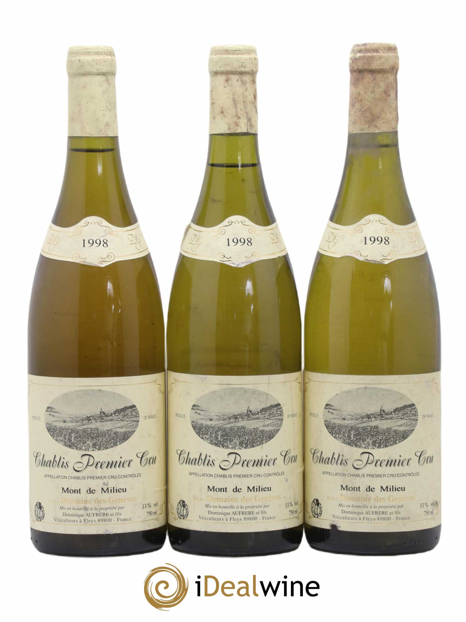 Chablis 1er Cru Mont Du Milieu Domaine Des Geneves Dominique Aufrere Et Fils 1998 - Posten von 3 Flaschen - 0