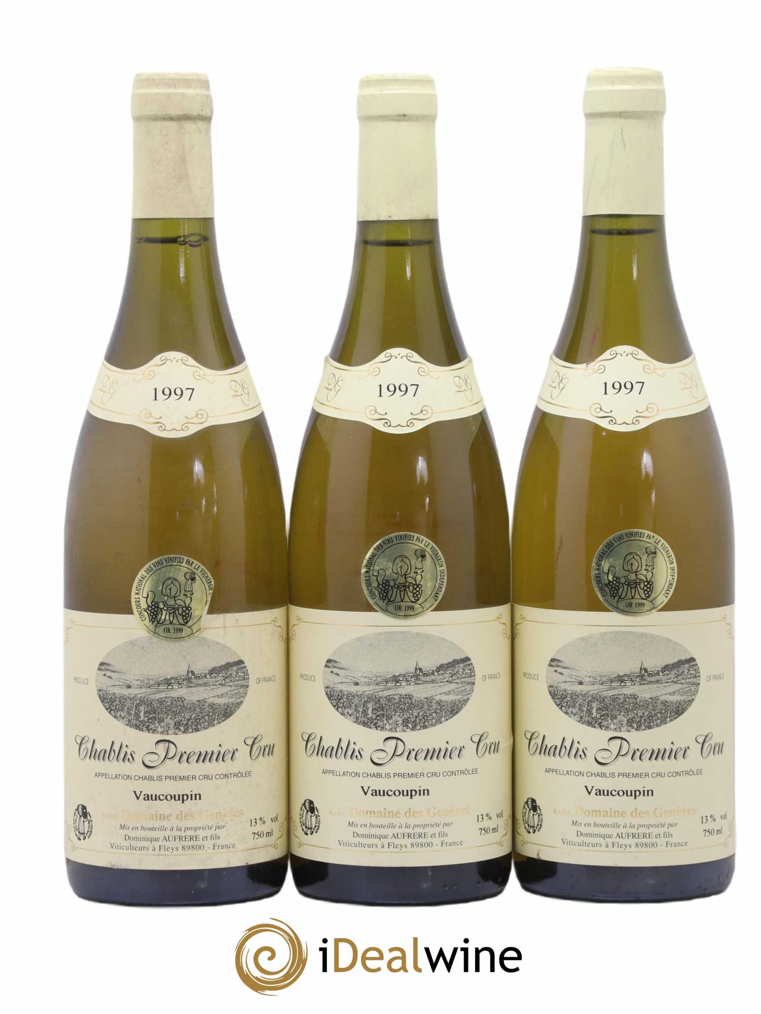 Chablis 1er Cru Vaucoupin Domaine Des Geneves Dominique Aufrere Et Fils 1997 - Posten von 3 Flaschen - 0
