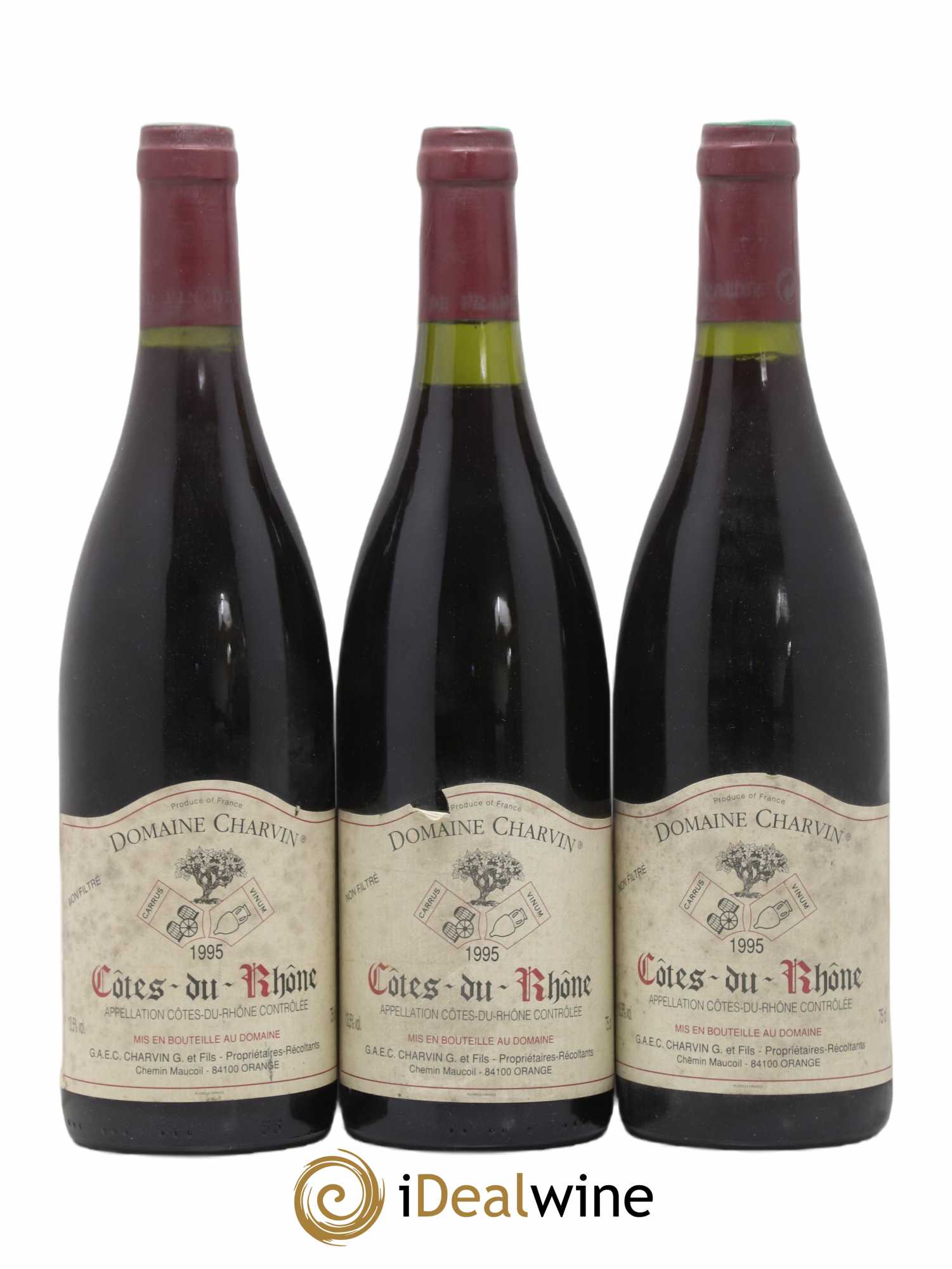 Côtes-du-Rhône Charvin (Domaine) 1995 - Lot de 3 bouteilles - 0