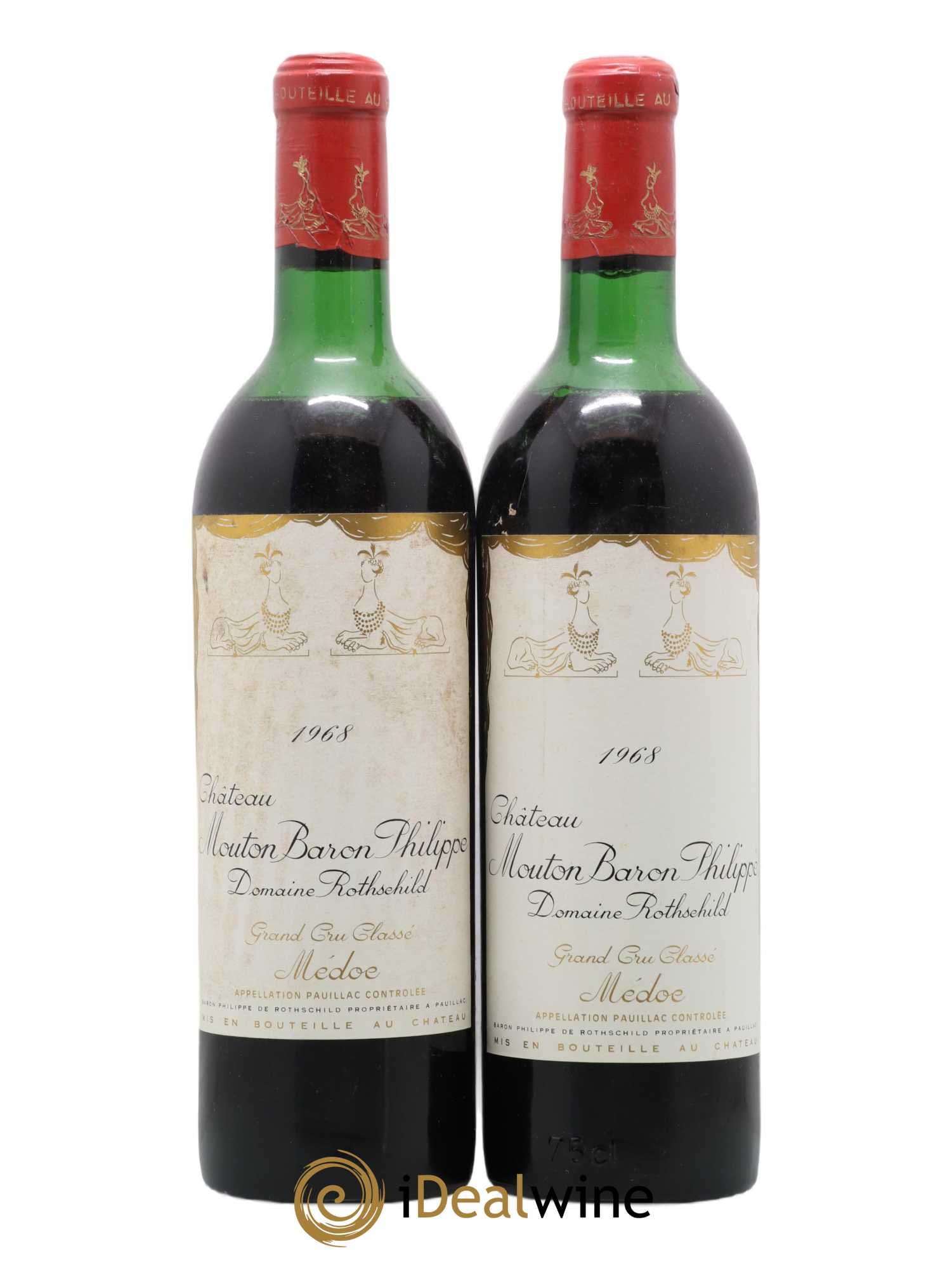 Château d' Armailhac - Mouton Baron(ne) Philippe 5ème Grand Cru Classé 1968 - Lot de 2 bouteilles - 0