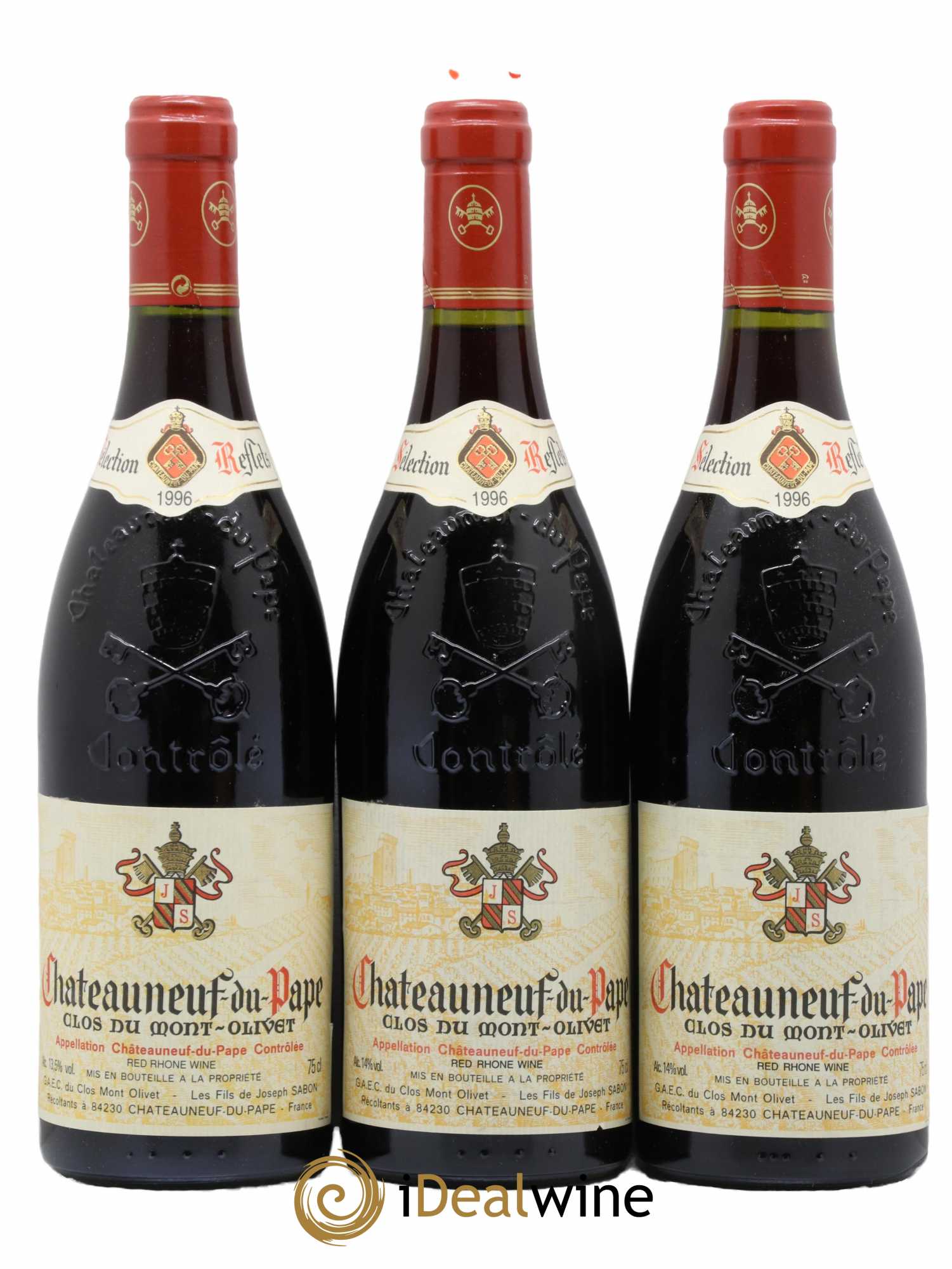 Châteauneuf-du-Pape Clos du Mont-Olivet 1996 - Lot de 3 bouteilles - 0