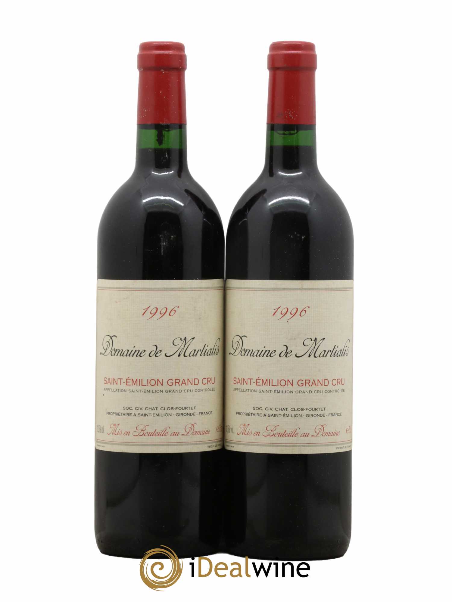 Saint-Émilion Grand Cru Domaine de Martialis 1996 - Lot de 2 bouteilles - 0