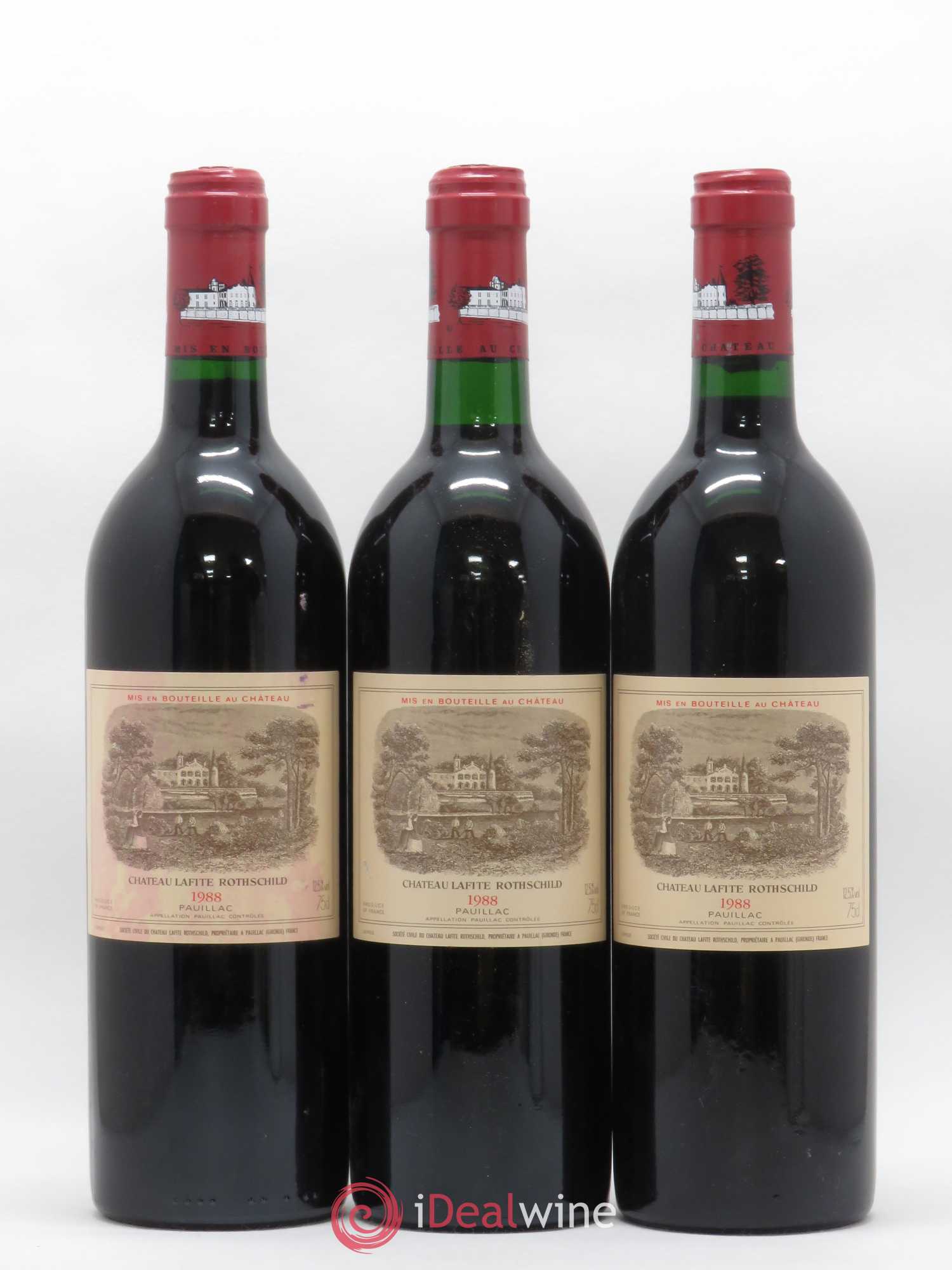 Château Lafite Rothschild 1er Grand Cru Classé 1988 - Lot de 3 bouteilles - 0