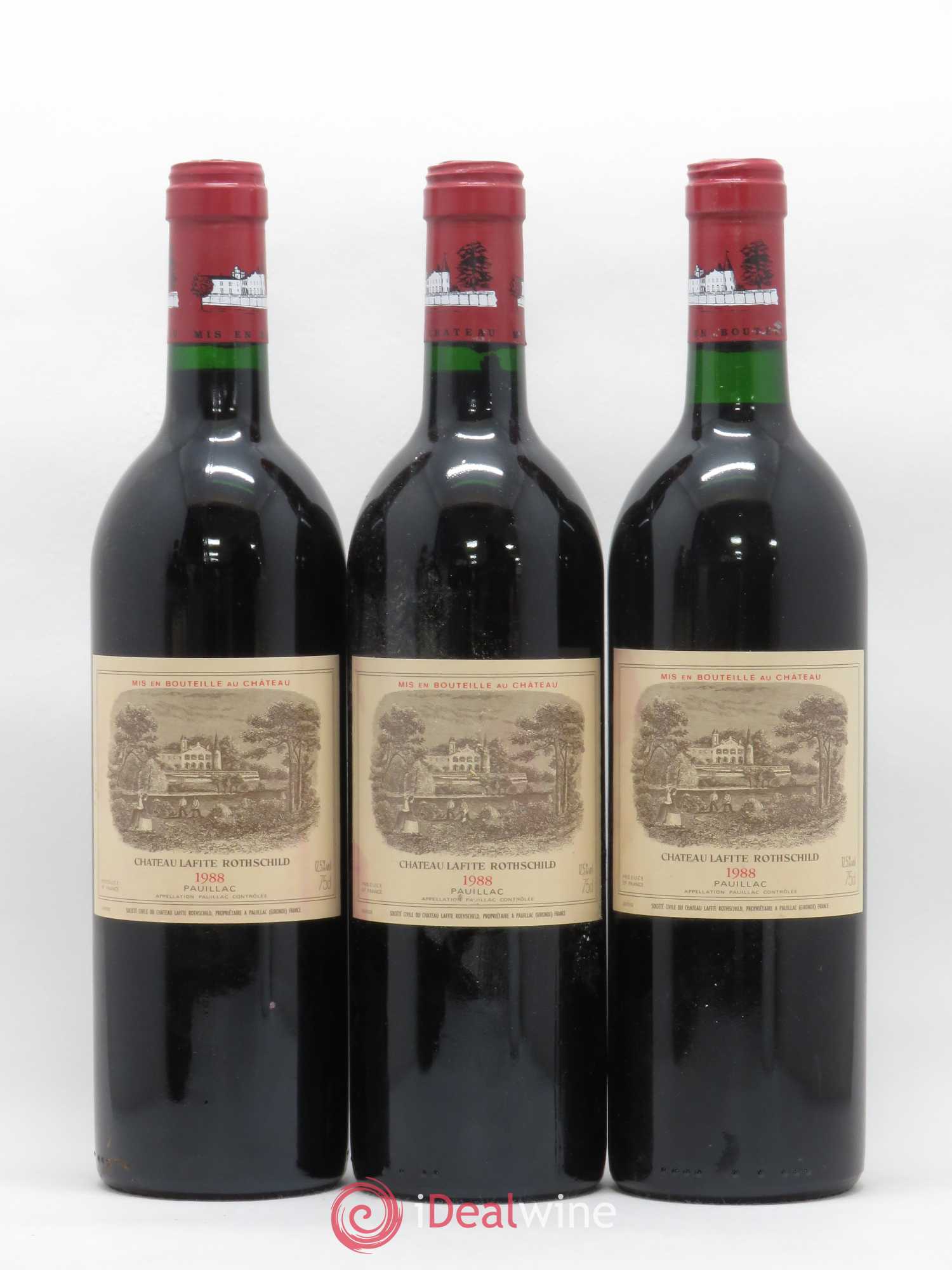 Château Lafite Rothschild 1er Grand Cru Classé 1988 - Lot de 3 bouteilles - 0