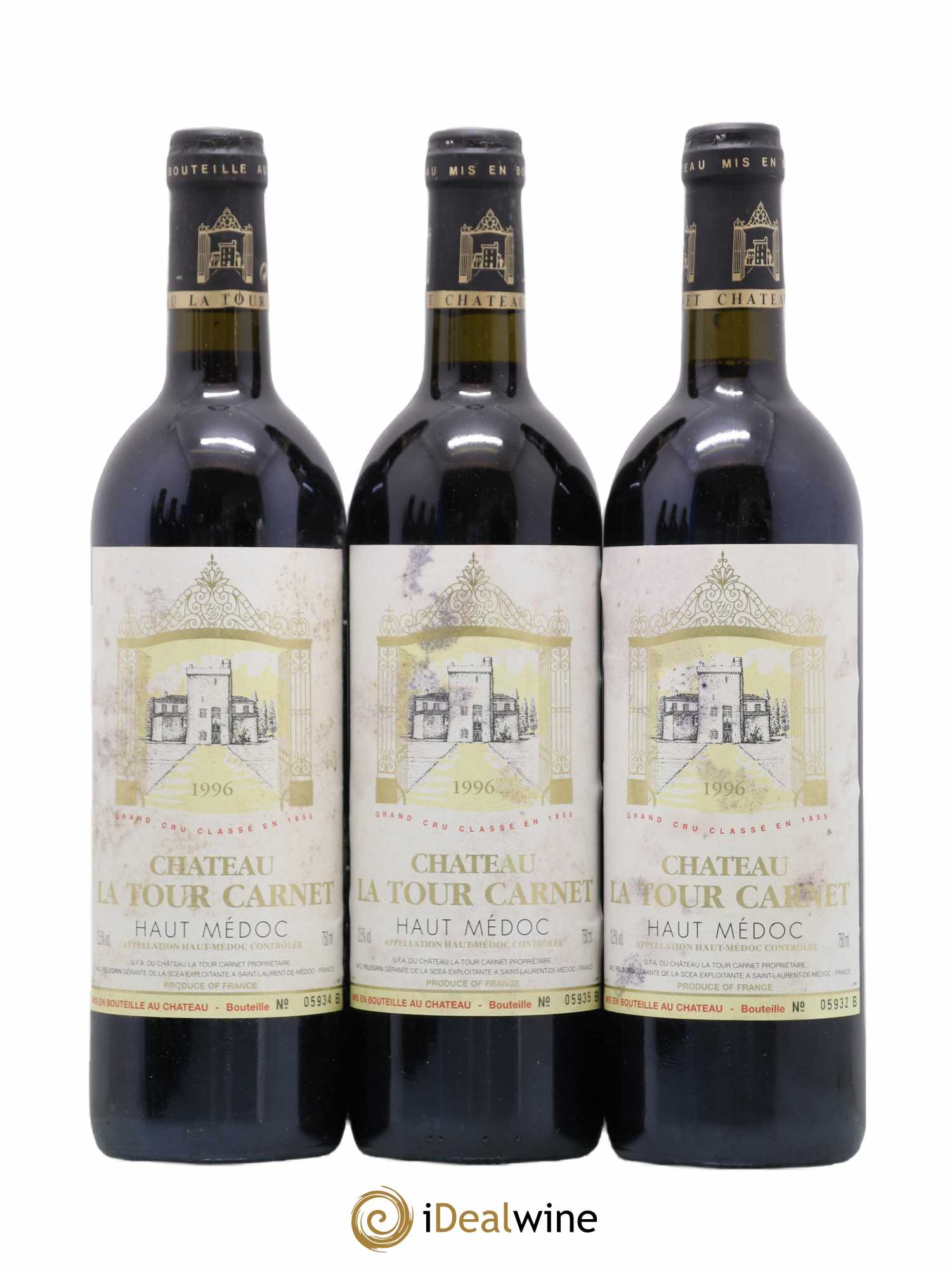 Château la Tour Carnet 4ème Grand Cru Classé 1996 - Lot de 6 bouteilles - 1