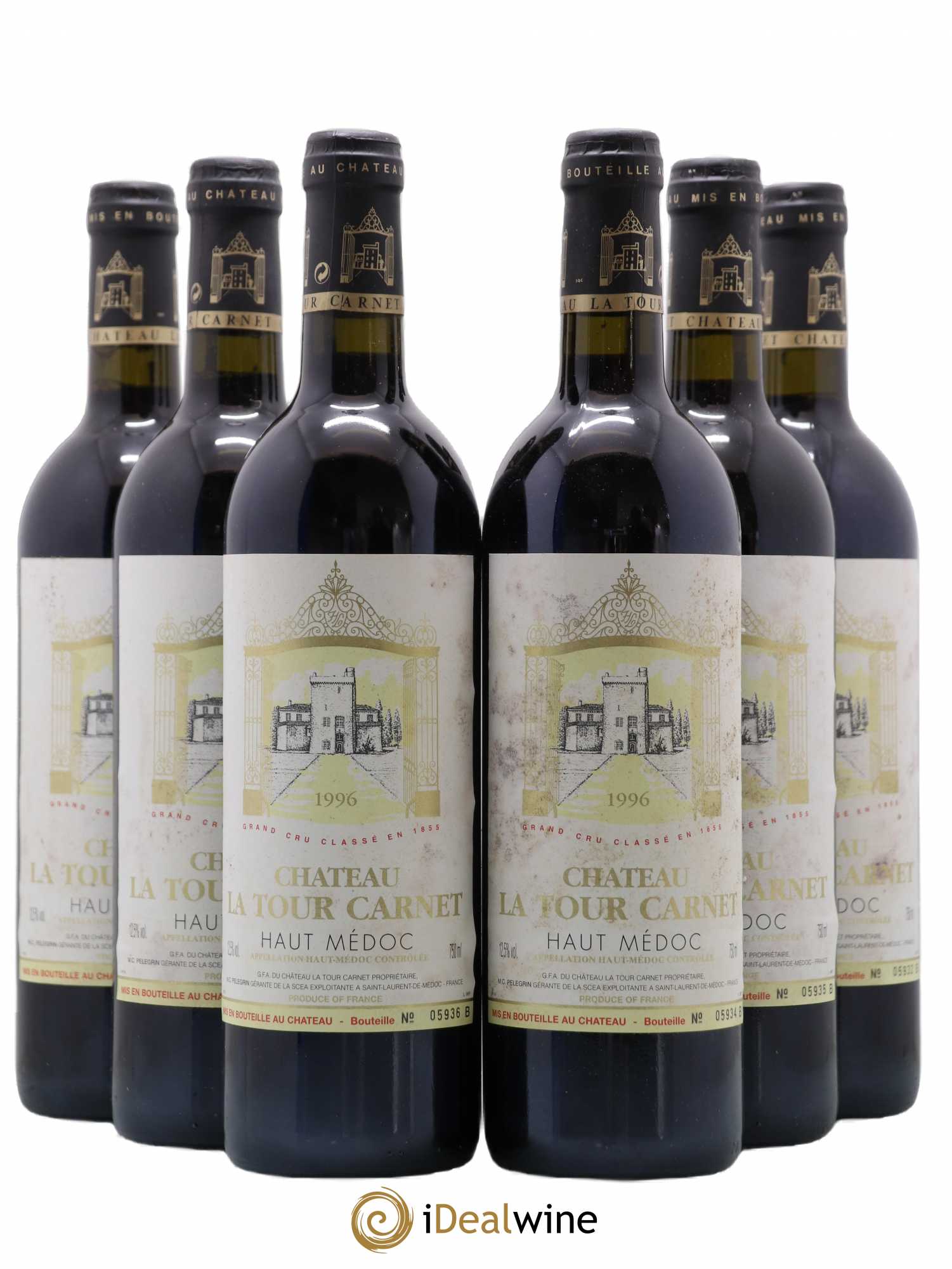 Château la Tour Carnet 4ème Grand Cru Classé 1996 - Lot de 6 bouteilles - 0