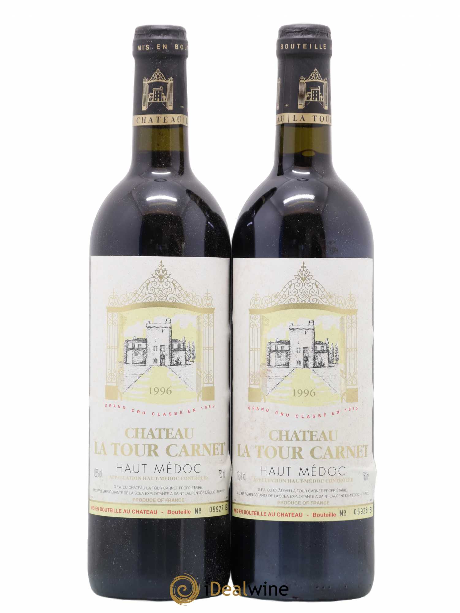 Château la Tour Carnet 4ème Grand Cru Classé 1996 - Lot de 2 bouteilles - 0