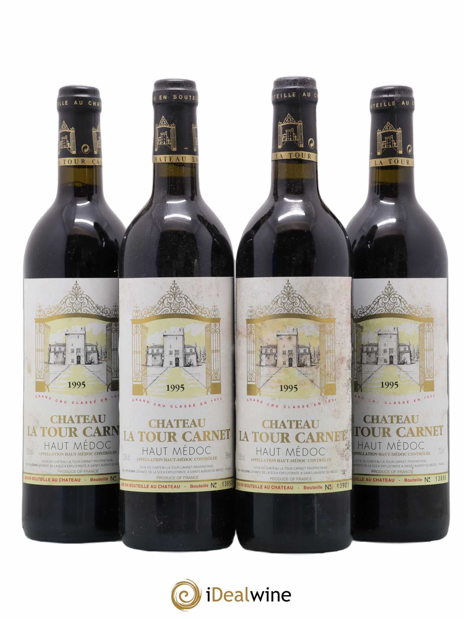 Château la Tour Carnet 4ème Grand Cru Classé 1995 - Lot de 4 bouteilles - 0