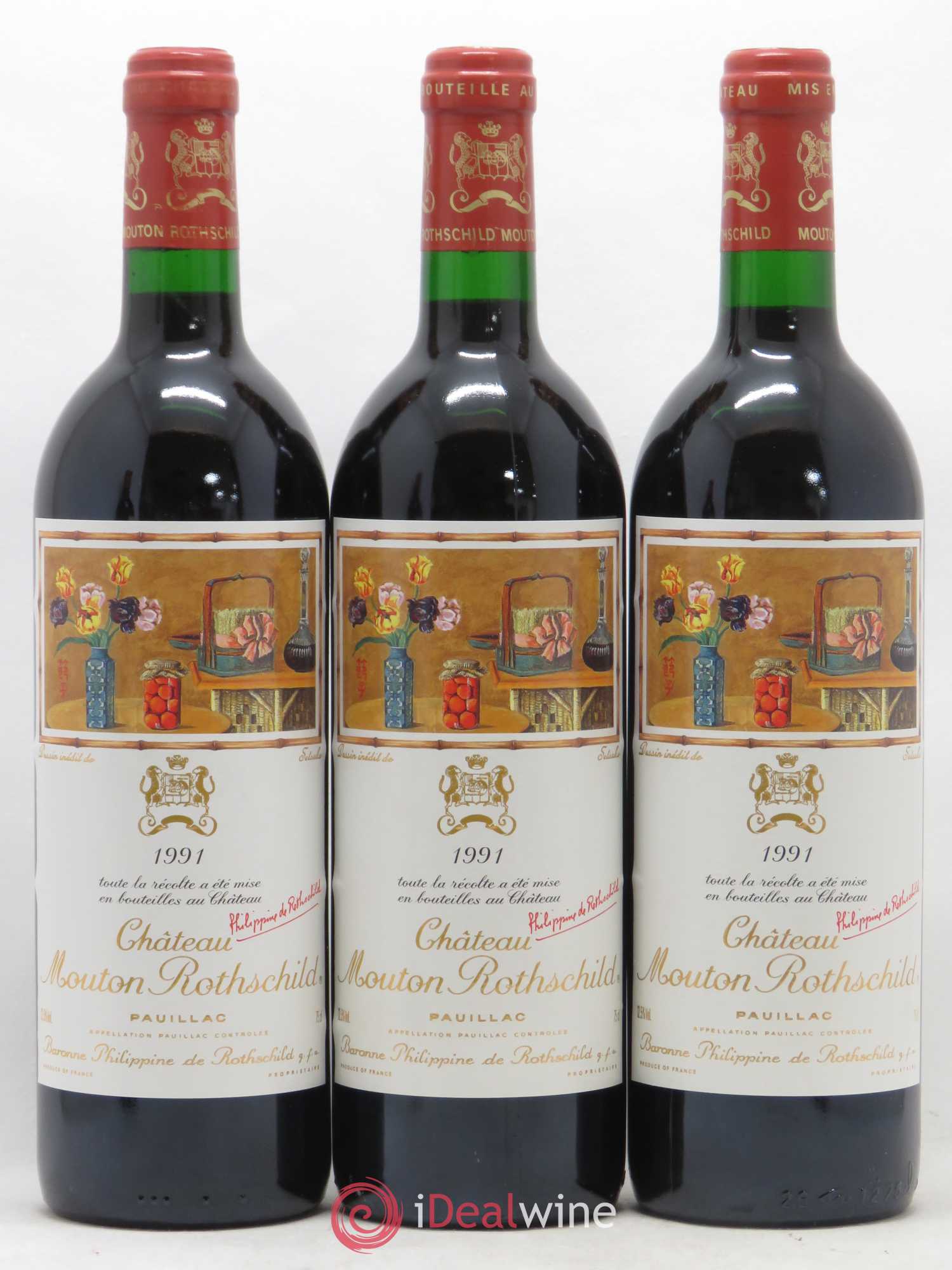Château Mouton Rothschild 1er Grand Cru Classé 1991 - Lot de 12 bouteilles - 1
