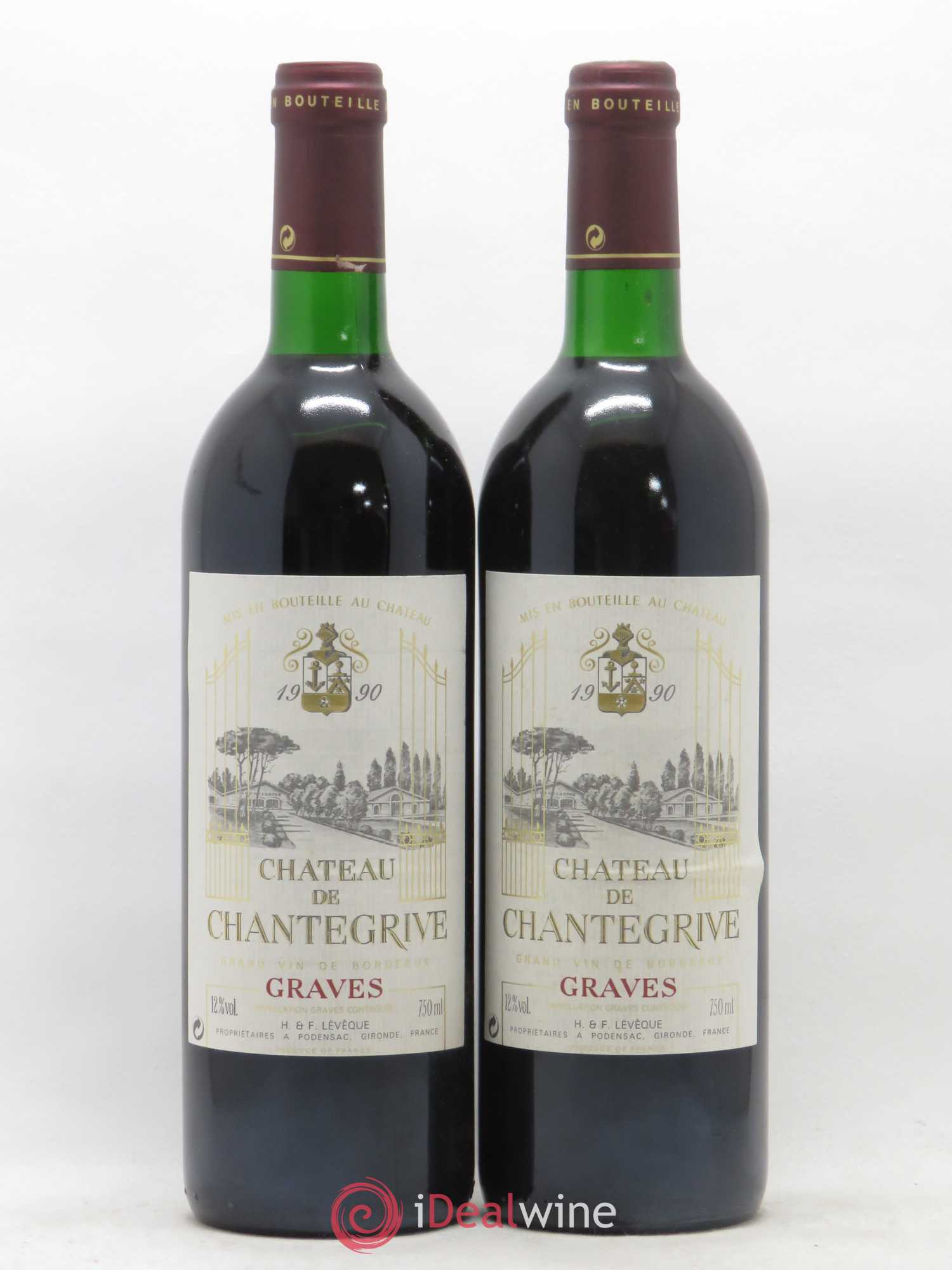 Château de Chantegrive 1990 - Lot de 2 bouteilles - 0