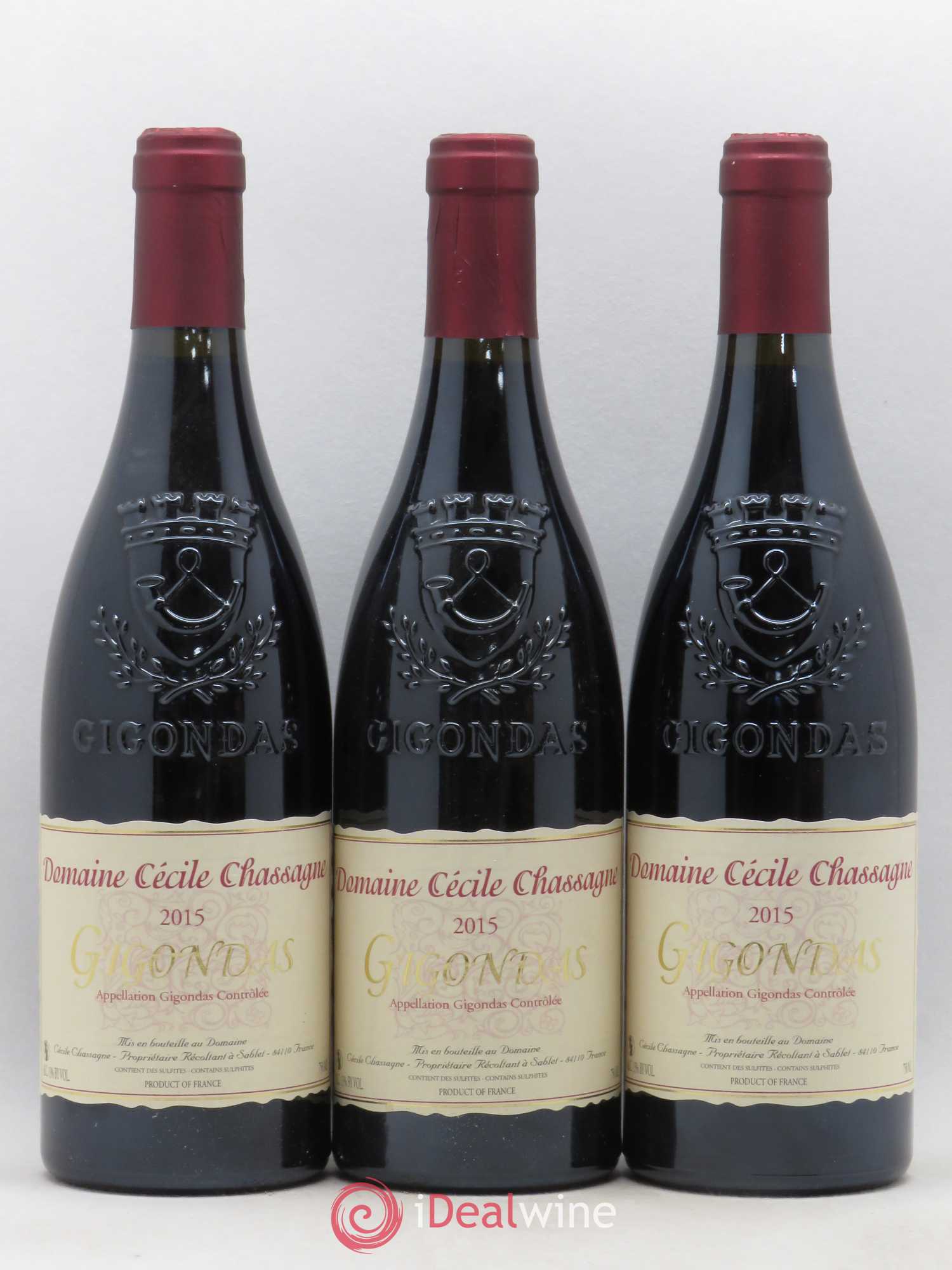 Gigondas Cécile Chassagne (sans prix de réserve) 2015 - Posten von 3 Flaschen - 0