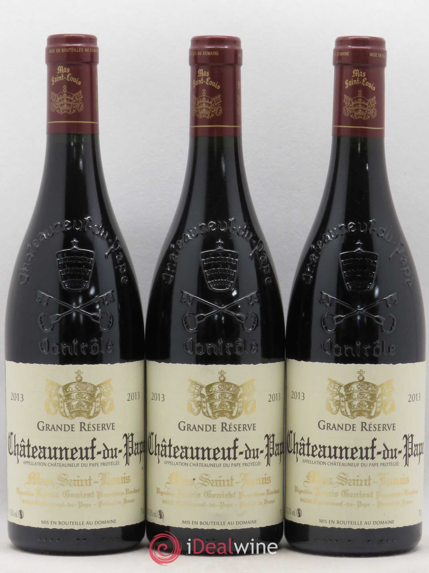 Châteauneuf-du-Pape Grande Réserve Mas Saint-Louis (sans prix de réserve) 2013 - Lot de 3 bouteilles - 0