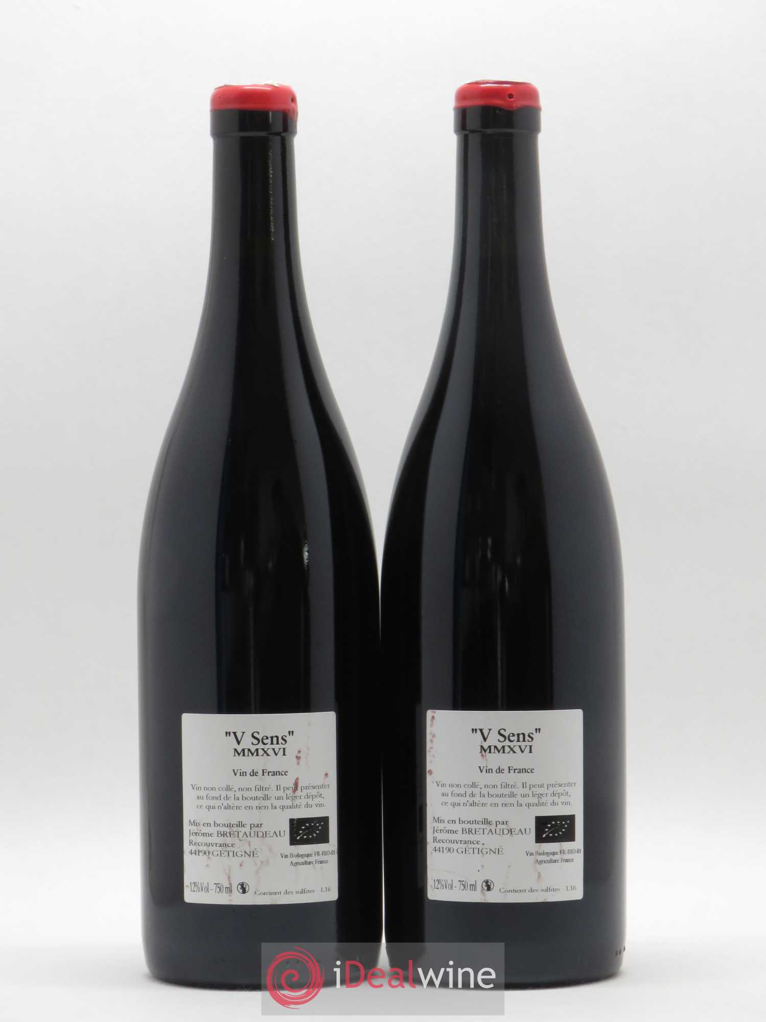 Vin de France V Sens Jérôme Bretaudeau - Domaine de Bellevue  (sans prix de réserve) 2016 - Lot de 2 bouteilles - 1