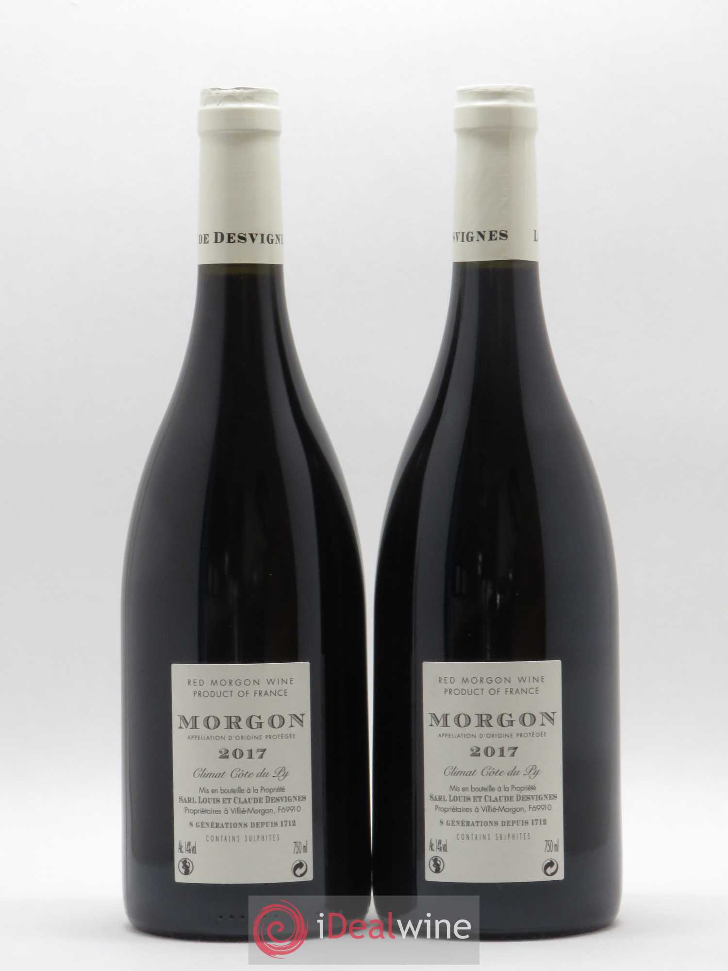 Morgon Côte de Py Javernières Louis-Claude Desvignes (sans prix de réserve) 2017 - Lot de 2 bouteilles - 1