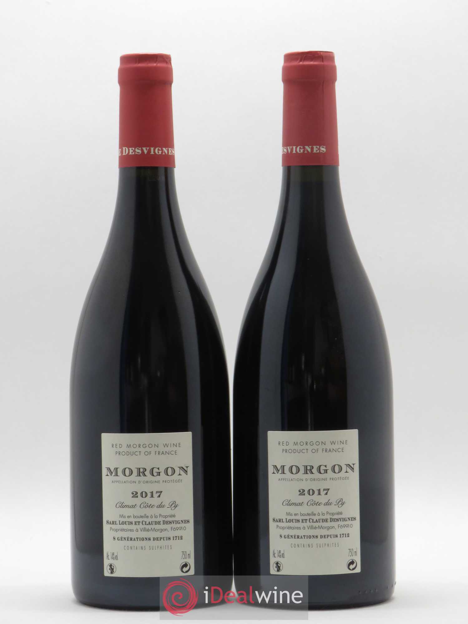 Morgon Côte du Py Louis-Claude Desvignes (sans prix de réserve) 2017 - Lot de 2 bouteilles - 1