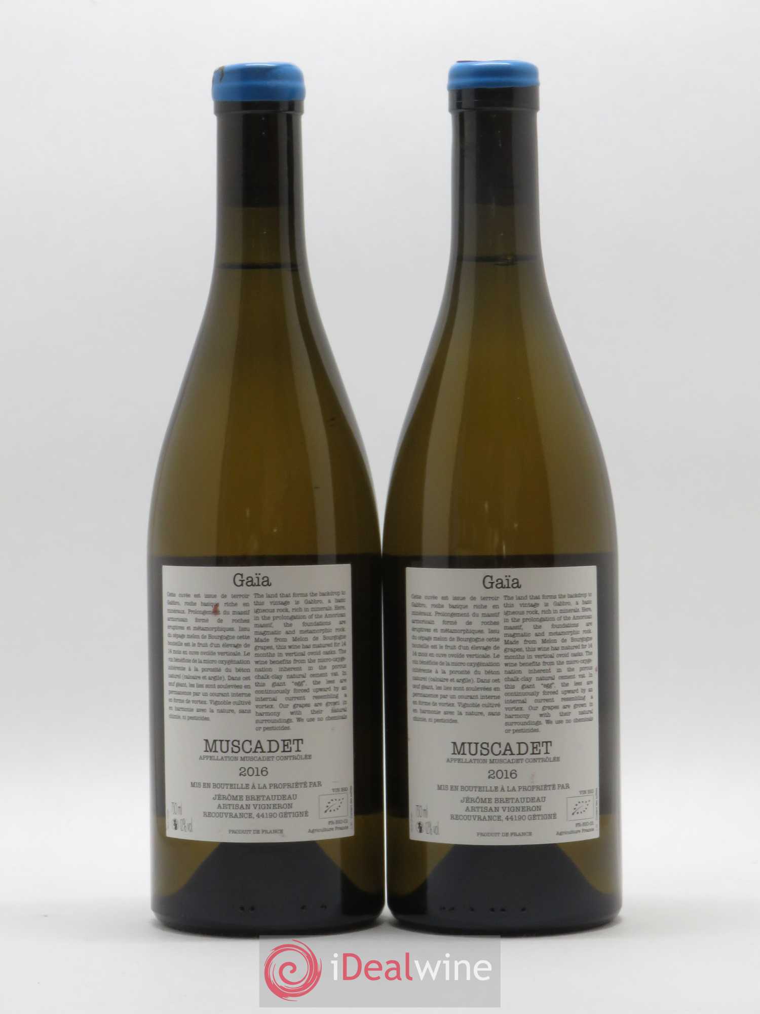 Muscadet-Sèvre-et-Maine Gaia Jérôme Bretaudeau - Domaine de Bellevue  (sans prix de réserve) 2016 - Lot de 2 bouteilles - 1
