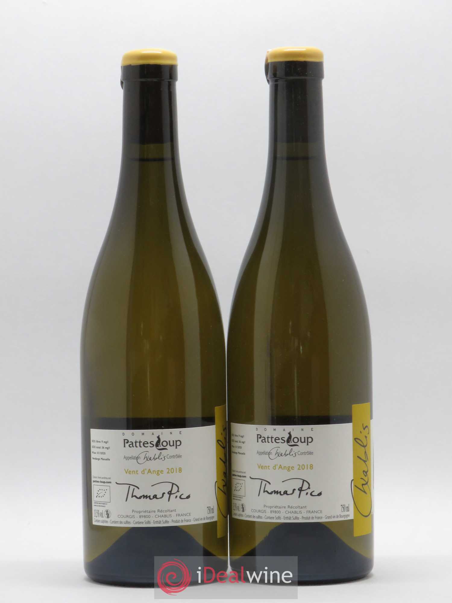 Chablis Vent d'Ange Pattes Loup (Domaine) (sans prix de réserve) 2016 - Lot de 2 bouteilles - 1