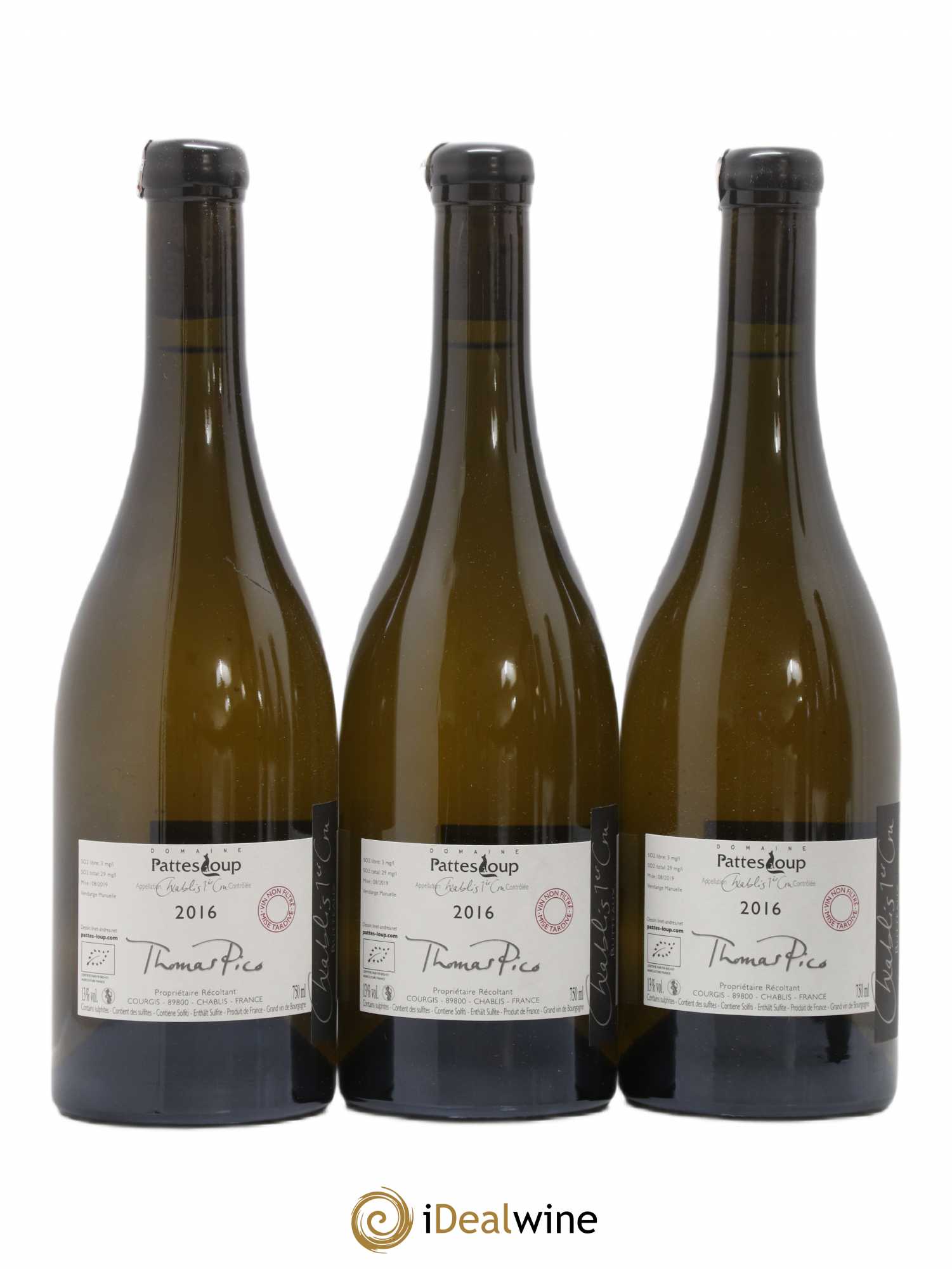 Chablis 1er Cru Butteaux Pattes Loup (Domaine) (sans prix de réserve) 2016 - Lot de 3 bouteilles - 1