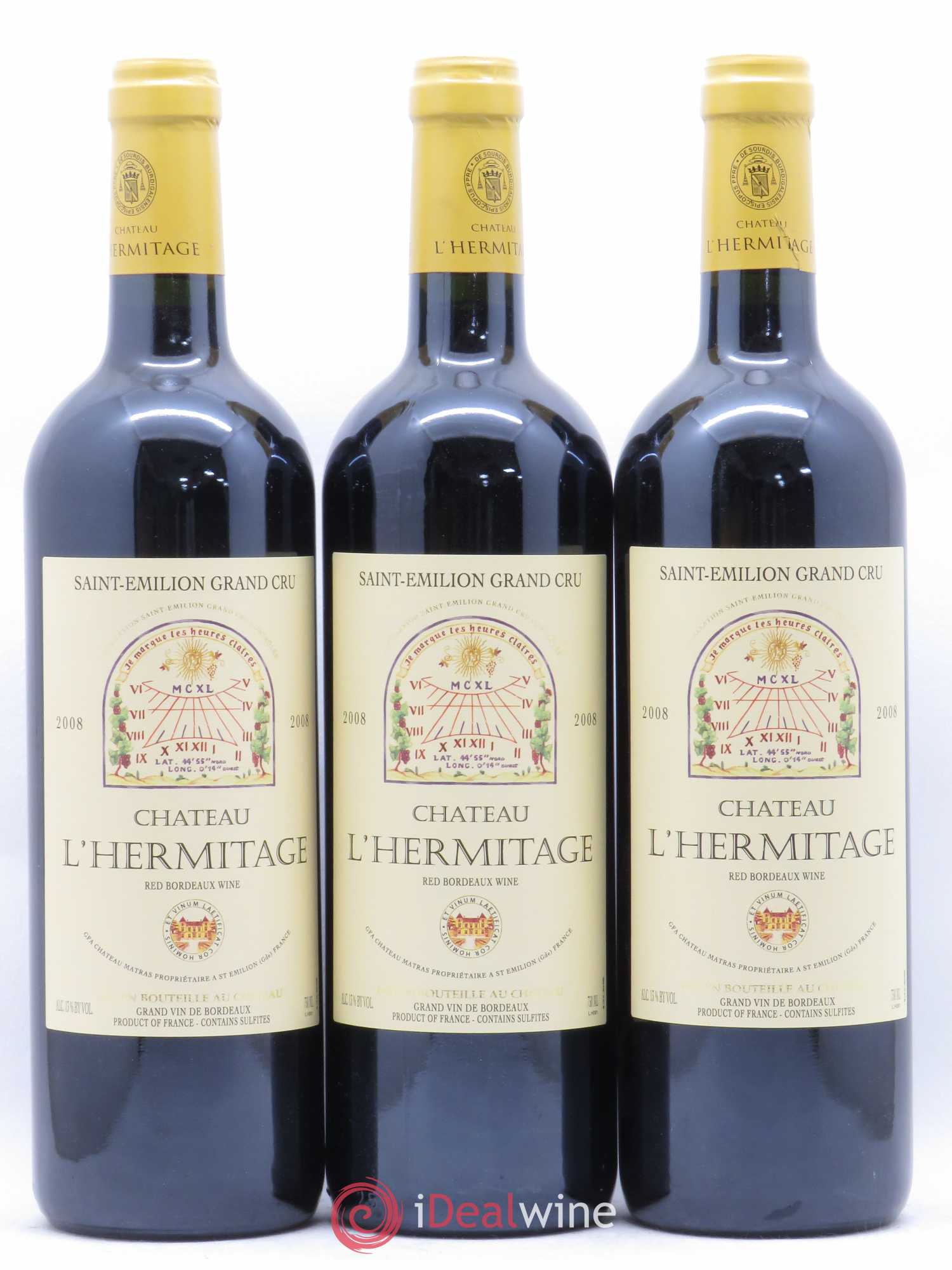 Château l' Hermitage 2008 - Lot de 3 bouteilles - 0