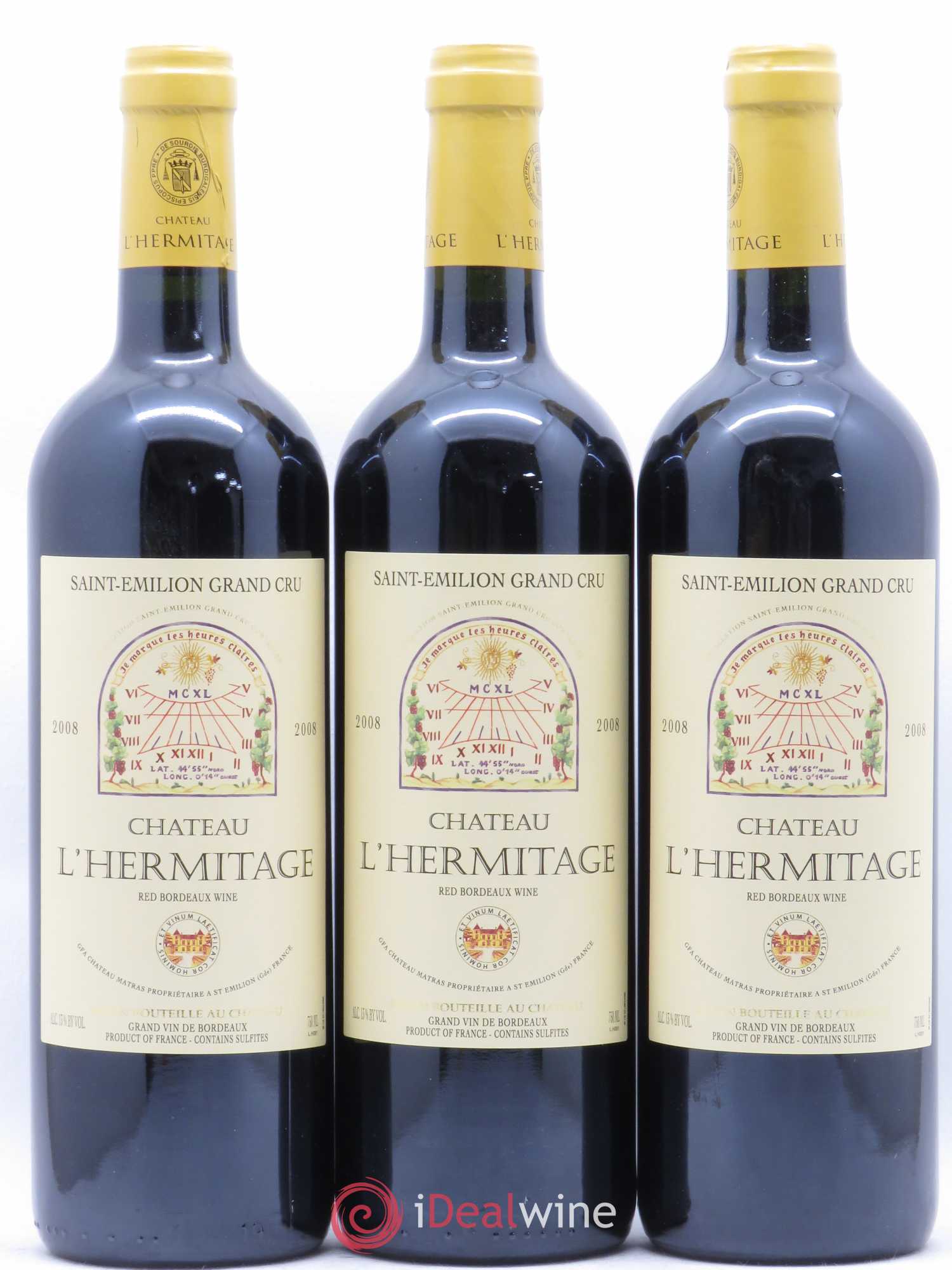 Château l' Hermitage 2008 - Lot de 3 bouteilles - 0