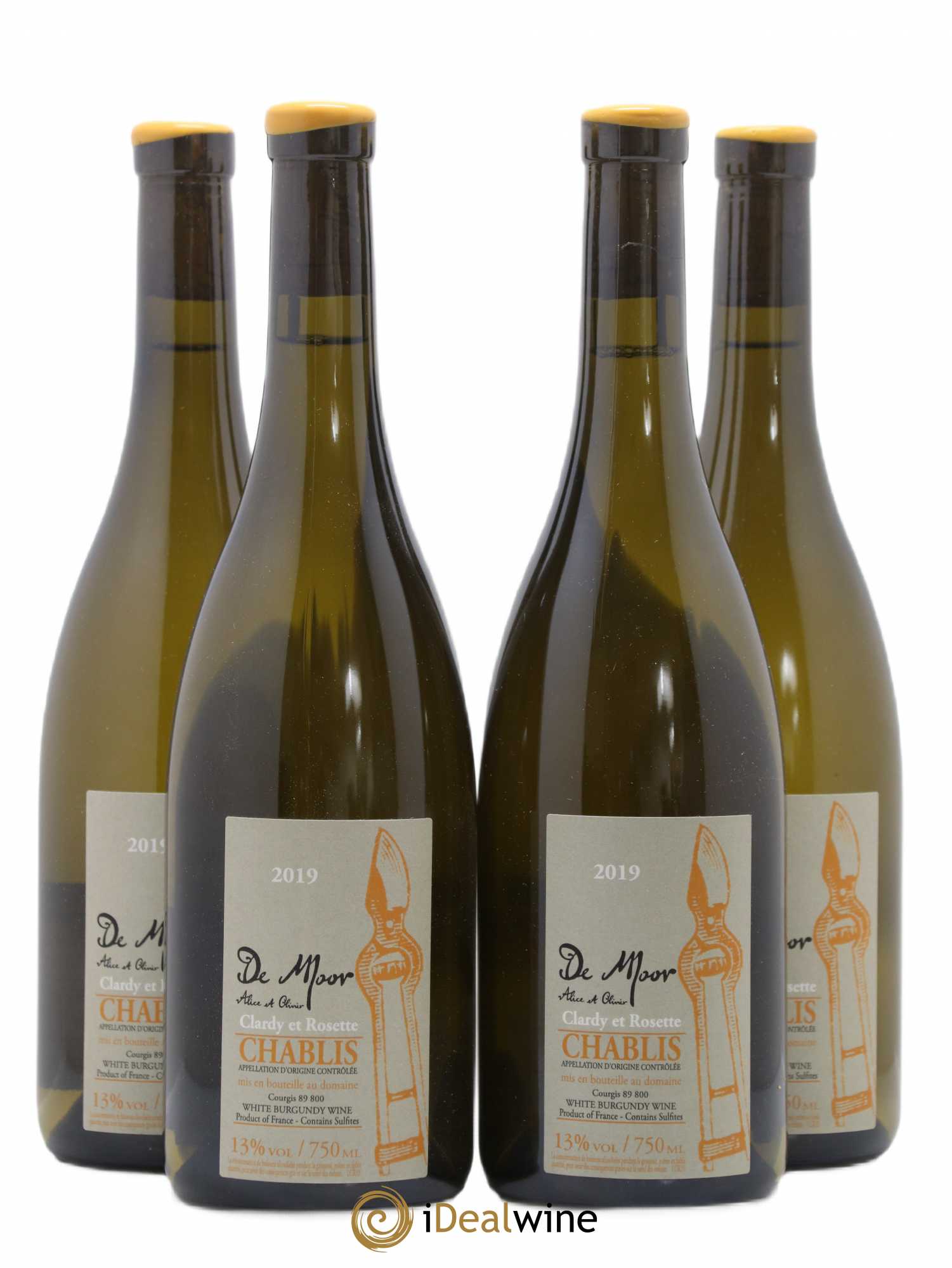 Chablis Clardy et Rosette Alice et Olivier De Moor (sans prix de réserve) 2019 - Lot de 4 bouteilles - 0