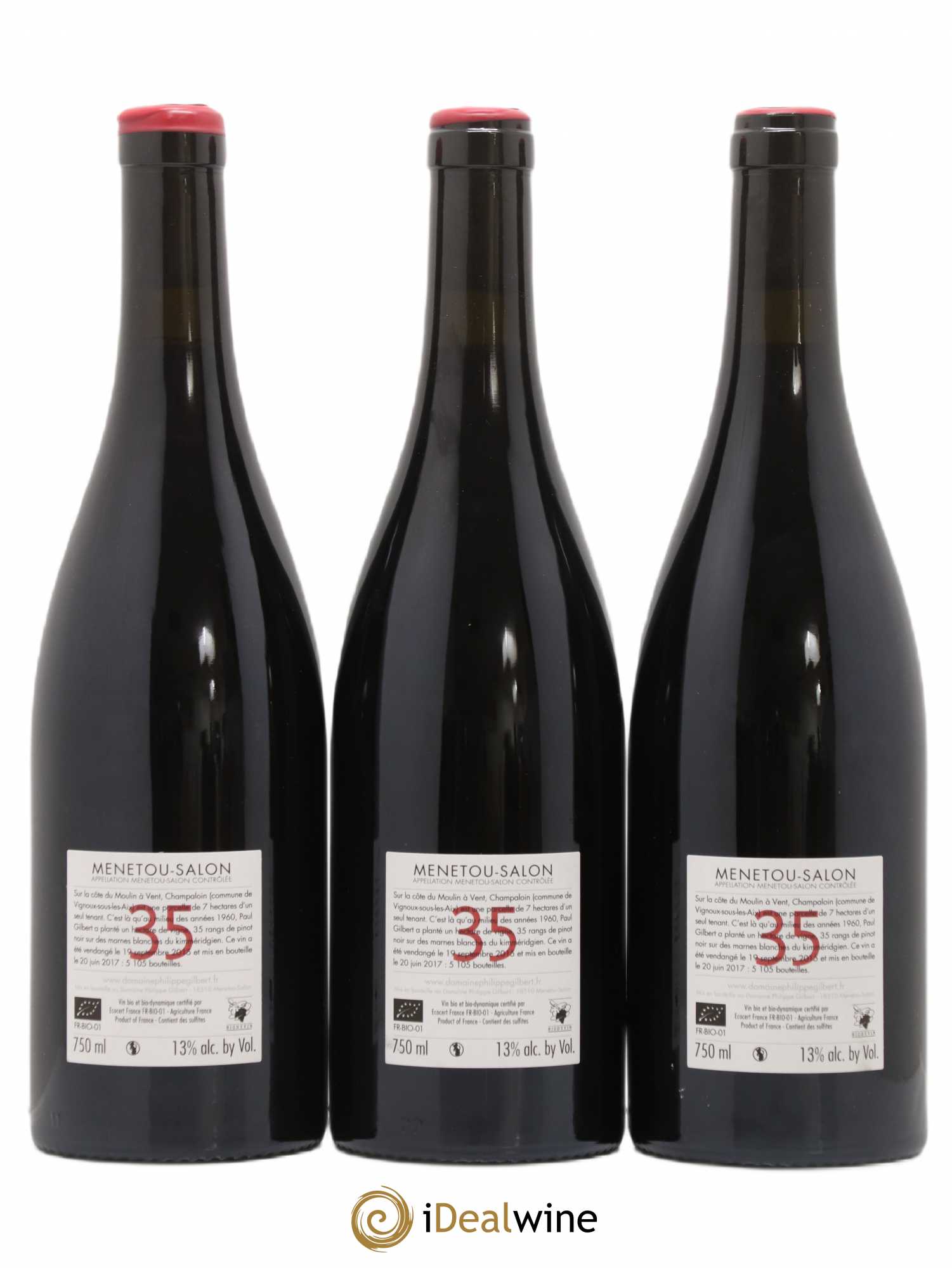 Menetou-Salon 35 rangs Domaine Philippe Gilbert (sans prix de réserve) 2015 - Posten von 3 Flaschen - 1