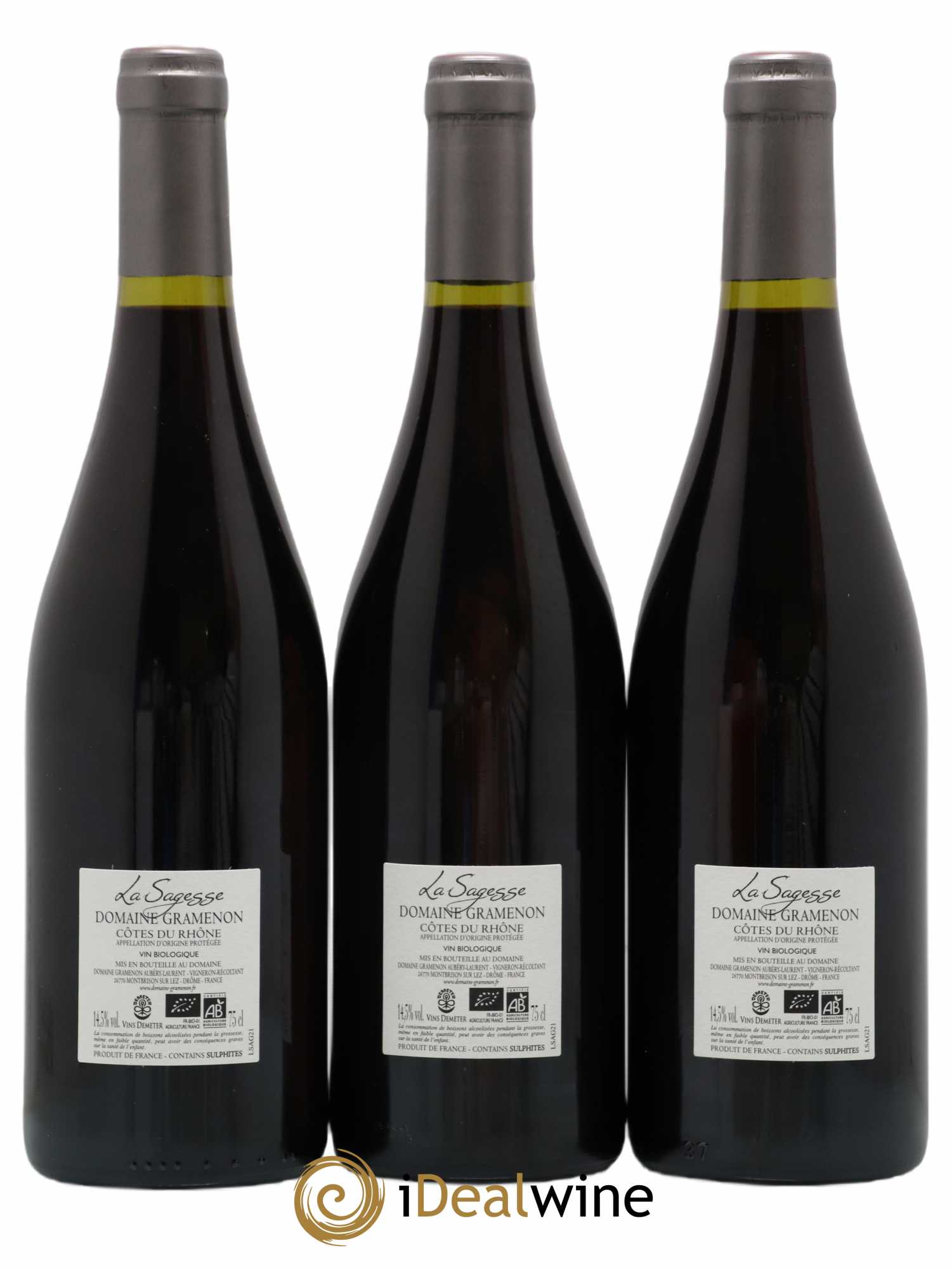 Côtes-du-Rhône La Sagesse Gramenon (Domaine) (no reserve) 2021 - Lot of 3 bottles - 1