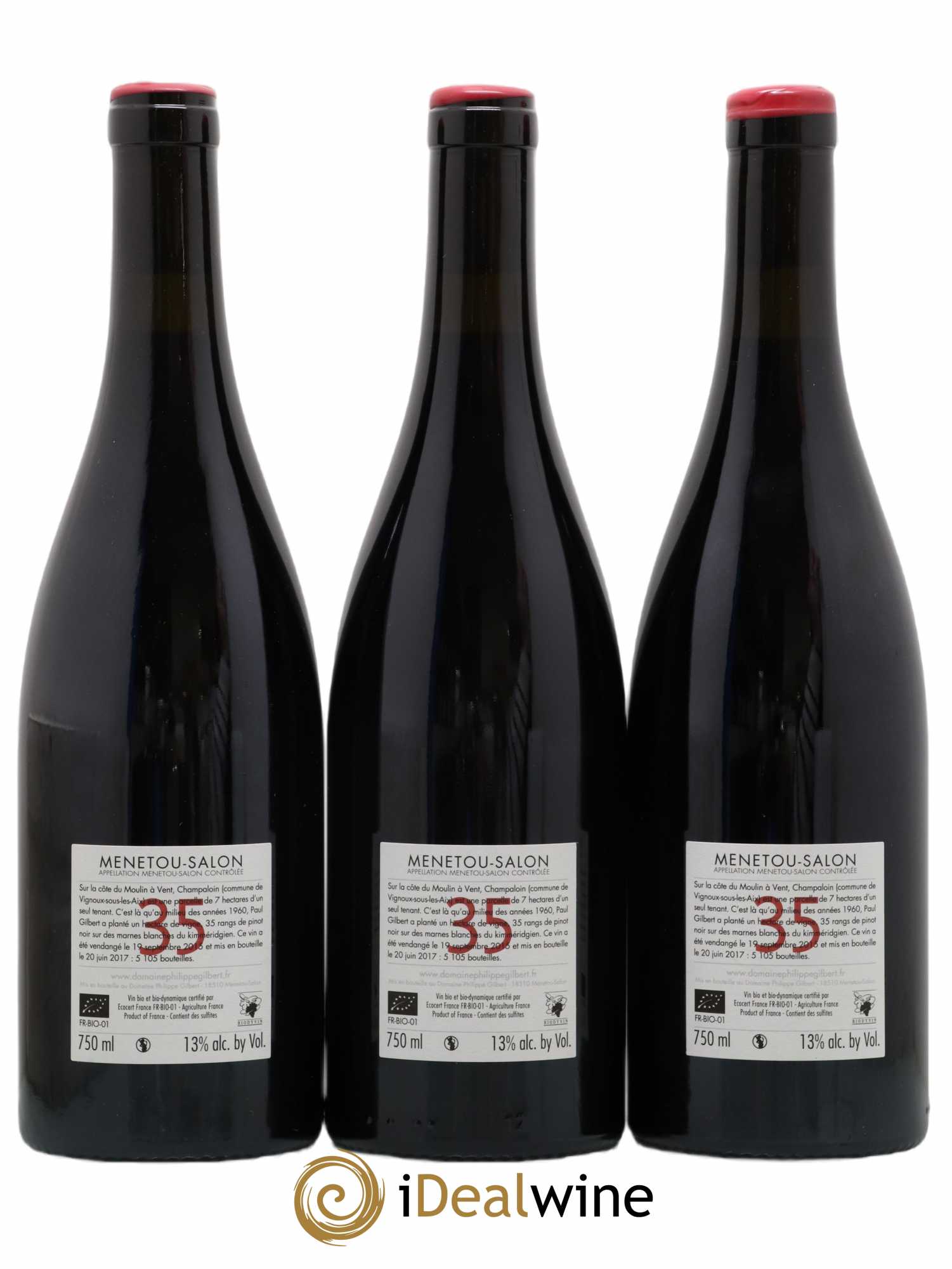 Menetou-Salon 35 rangs Domaine Philippe Gilbert (sans prix de réserve) 2015 - Posten von 3 Flaschen - 1