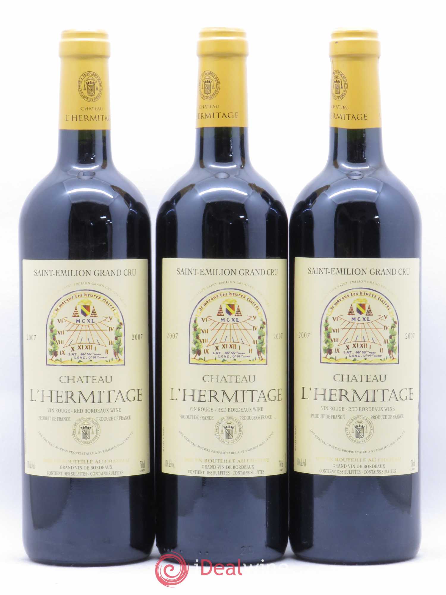 Château l' Hermitage 2007 - Lot de 3 bouteilles - 0