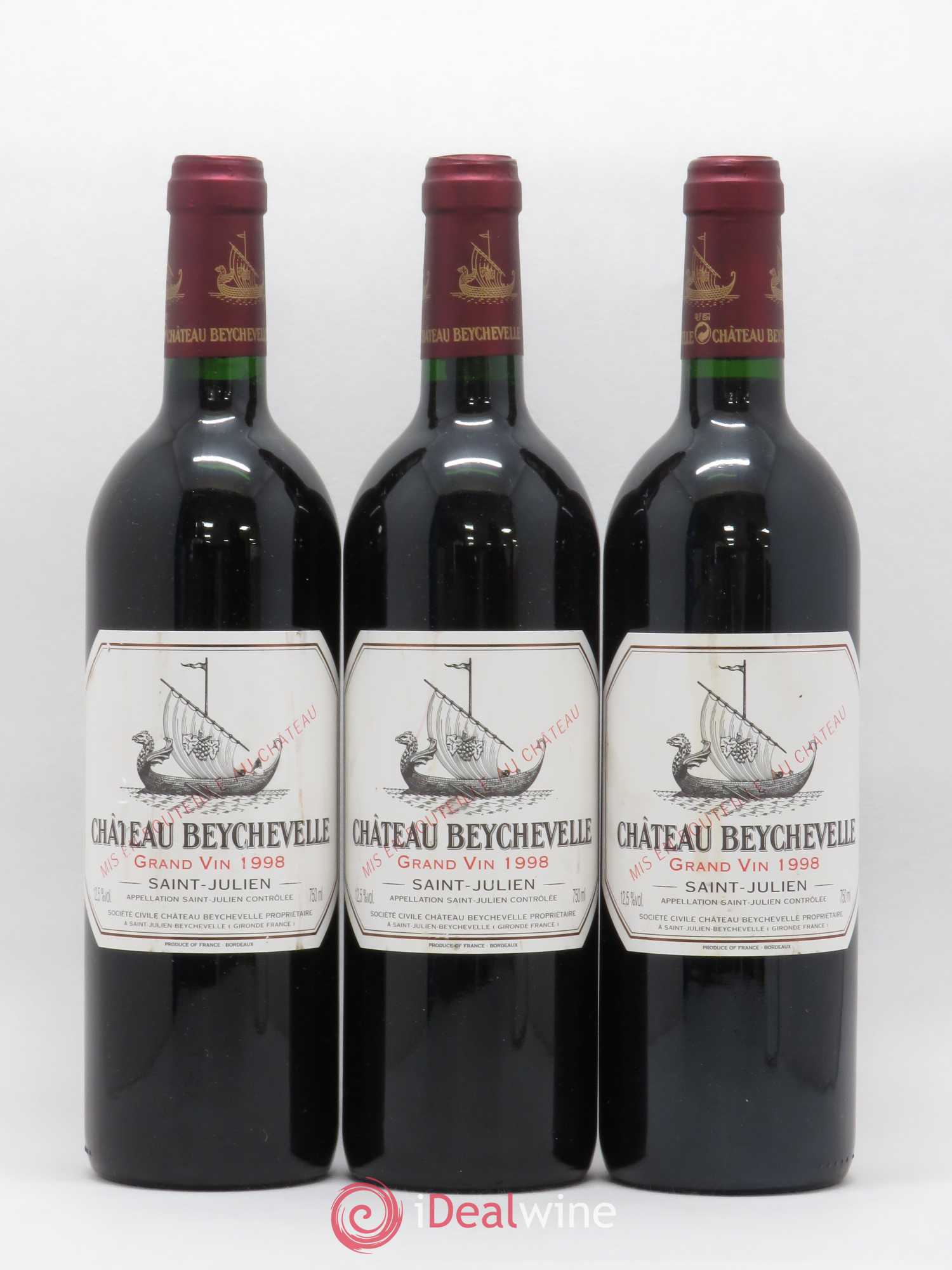 Château Beychevelle 4ème Grand Cru Classé 1998 - Lot de 3 bouteilles - 0