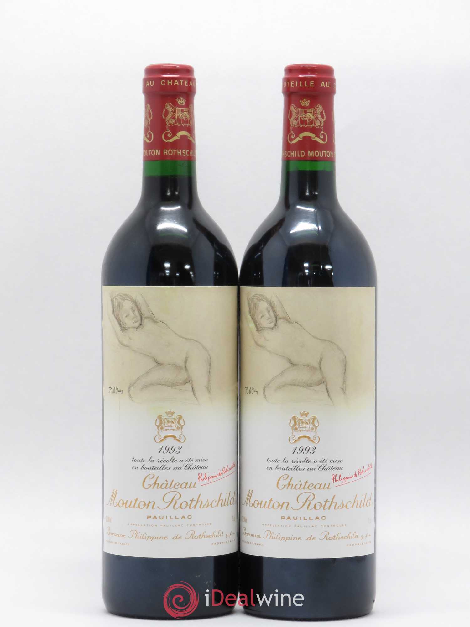 Château Mouton Rothschild 1er Grand Cru Classé 1993 - Lot de 2 bouteilles - 0