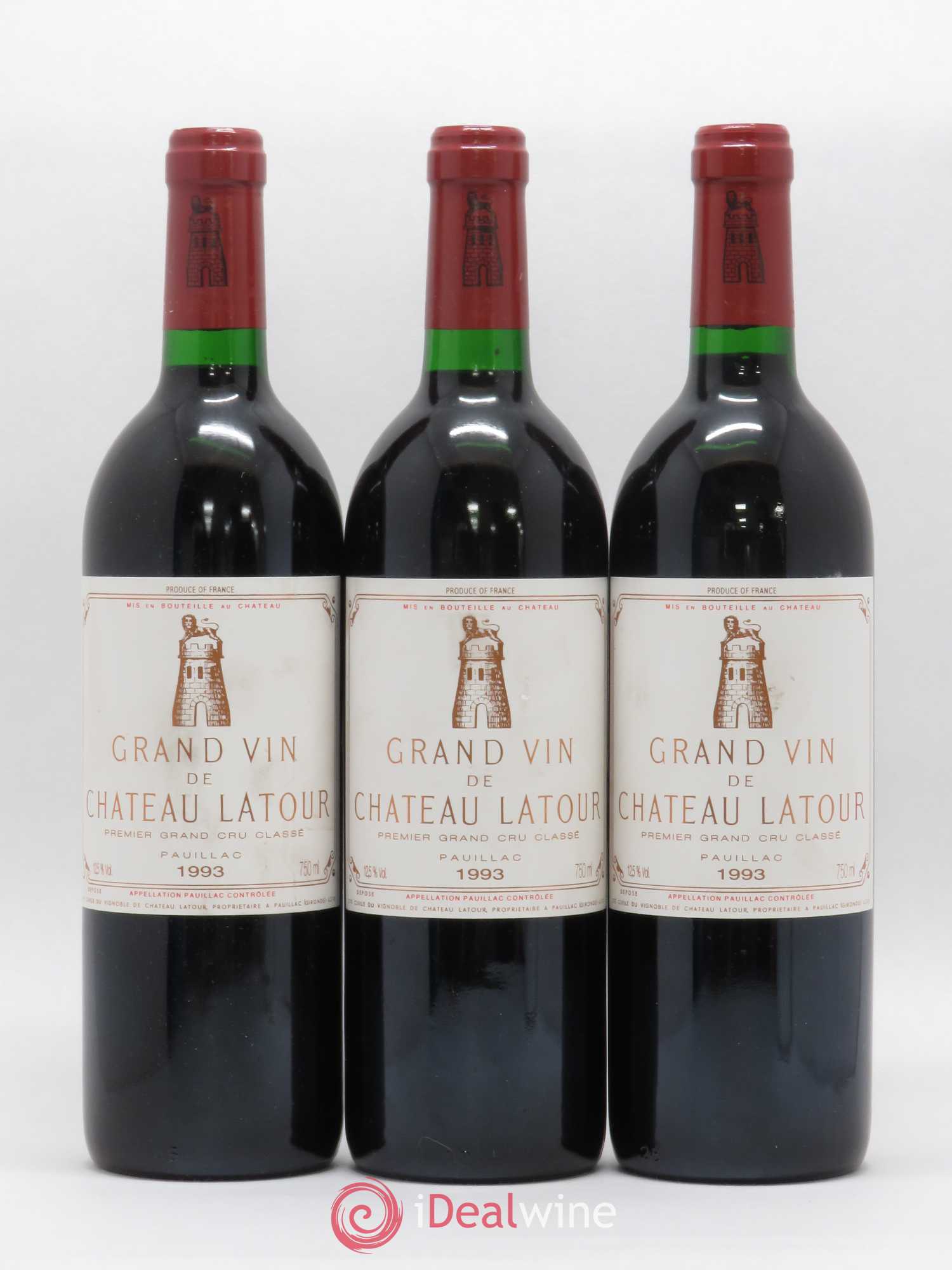 Château Latour 1er Grand Cru Classé 1993 - Lot de 3 bouteilles - 0