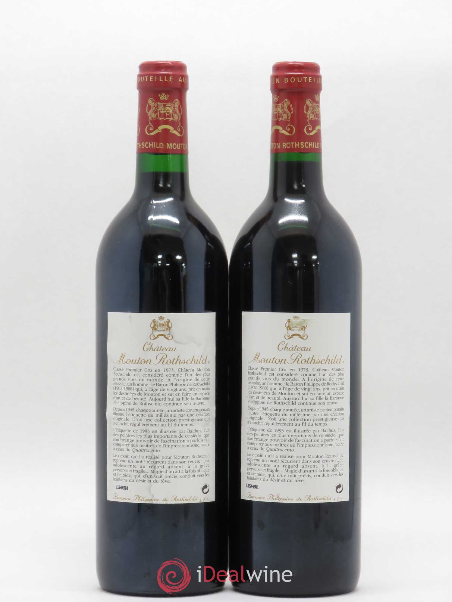 Château Mouton Rothschild 1er Grand Cru Classé 1993 - Lot de 2 bouteilles - 1
